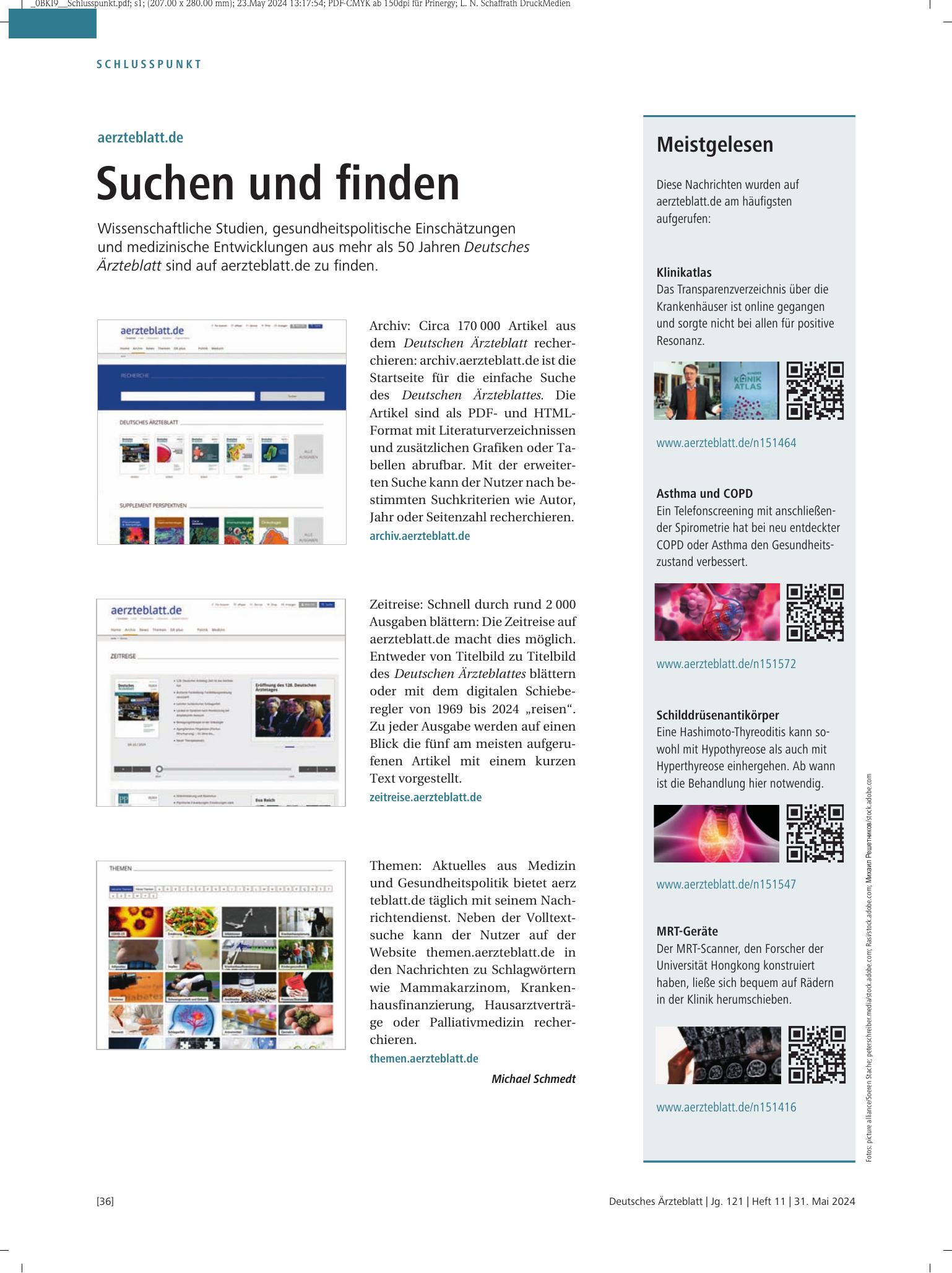 Vorschauseite 1: Meistgelesen – Deutsches Ärzteblatt