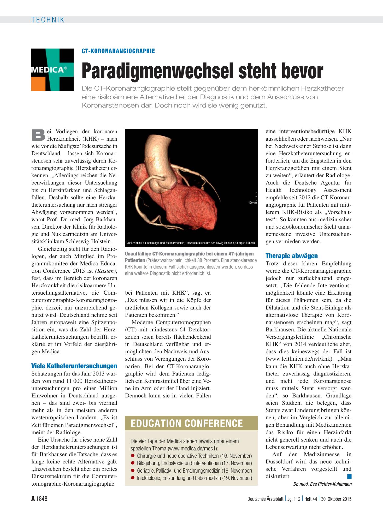 Vorschauseite 1: CT-Koronarangiographie: Paradigmenwechsel steht bevor – Deutsches Ärzteblatt