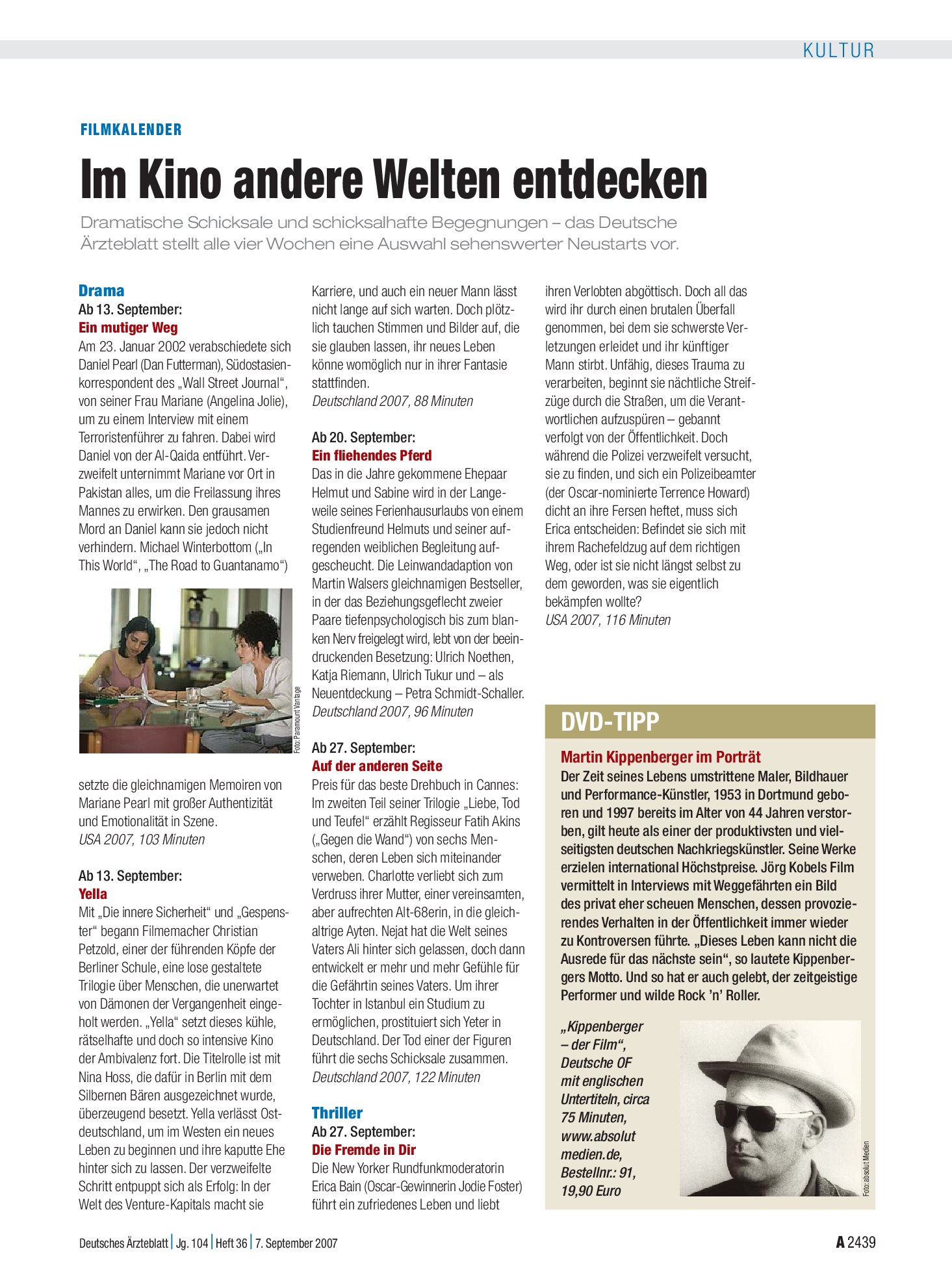 Vorschauseite 1: Filmkalender: Im Kino andere Welten entdecken – Deutsches Ärzteblatt