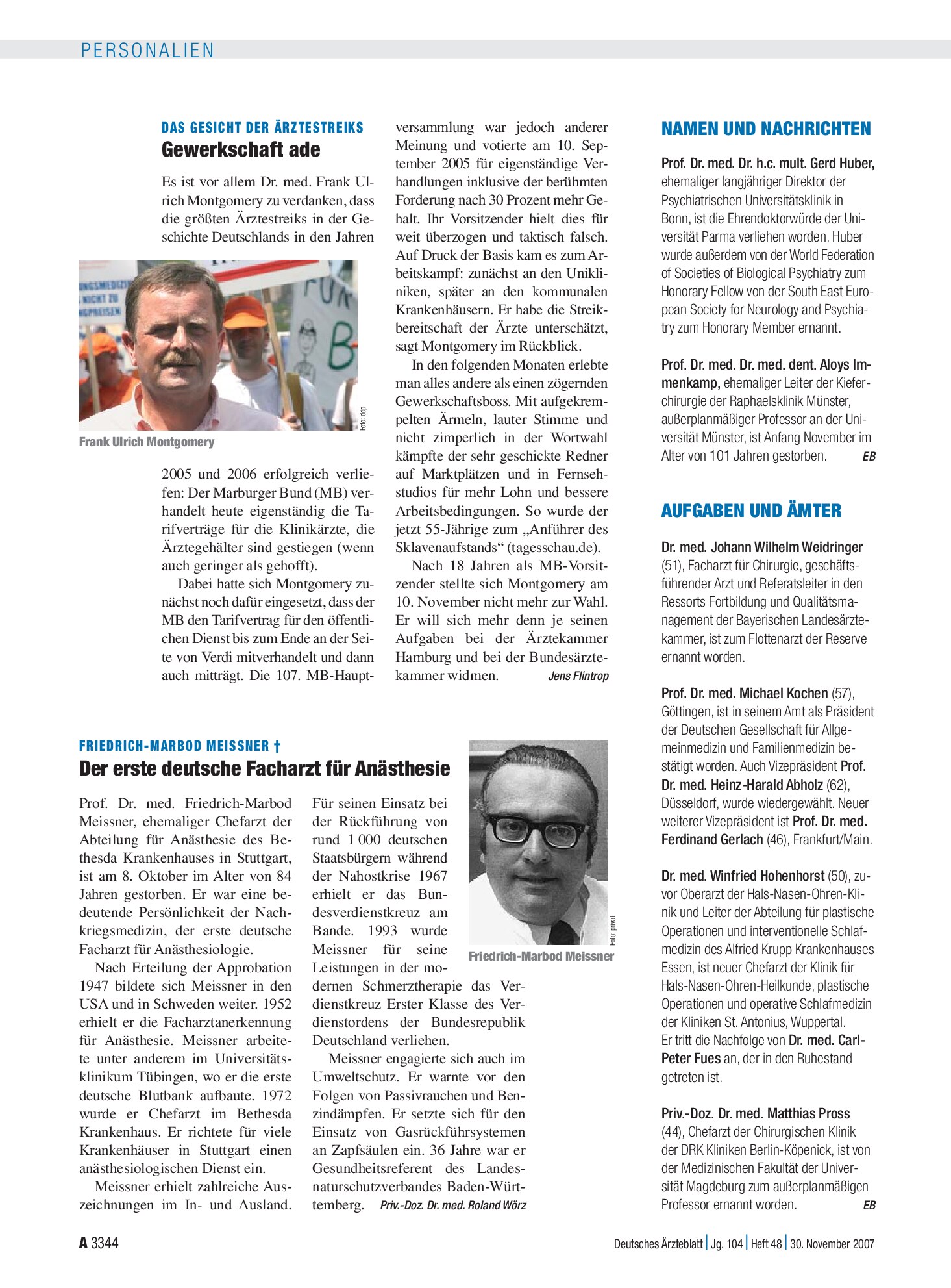 Vorschauseite 1: Das Gesicht der Ärztestreiks: Gewerkschaft ade – Deutsches Ärzteblatt