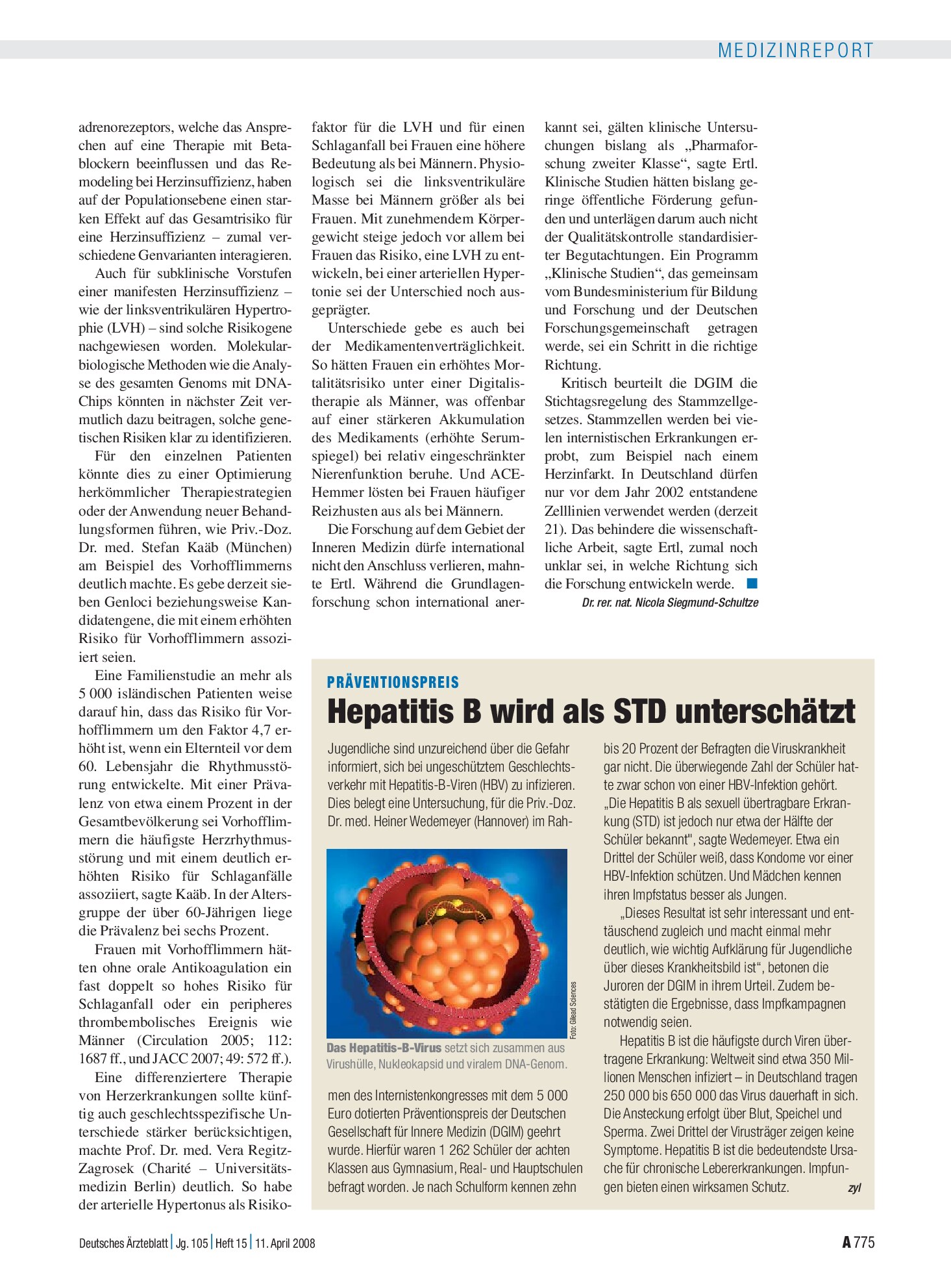 Vorschauseite 1: Präventionspreis: Hepatitis B wird als STD unterschätzt – Deutsches Ärzteblatt