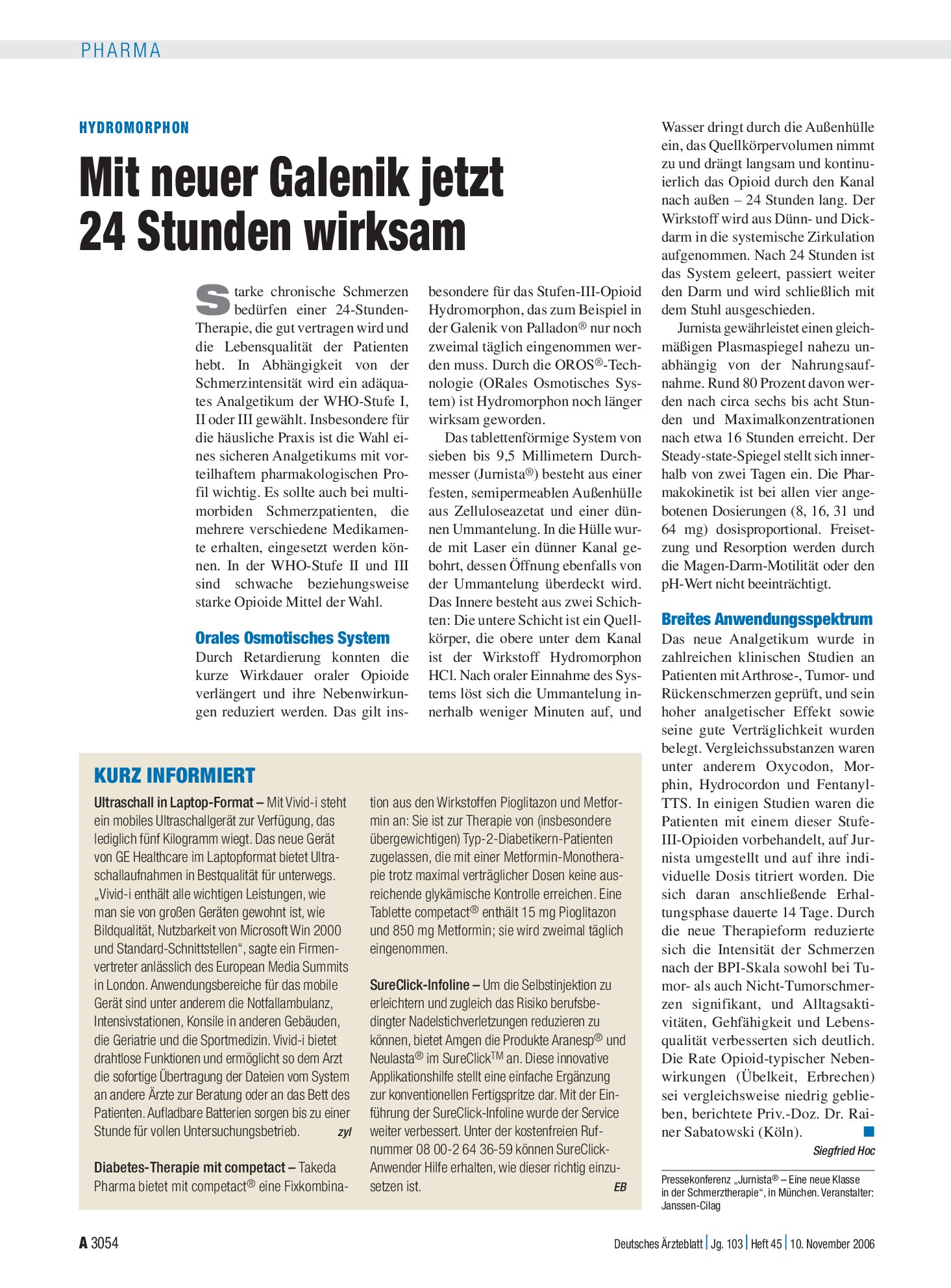 Vorschauseite 1: KURZ INFORMIERT – Deutsches Ärzteblatt