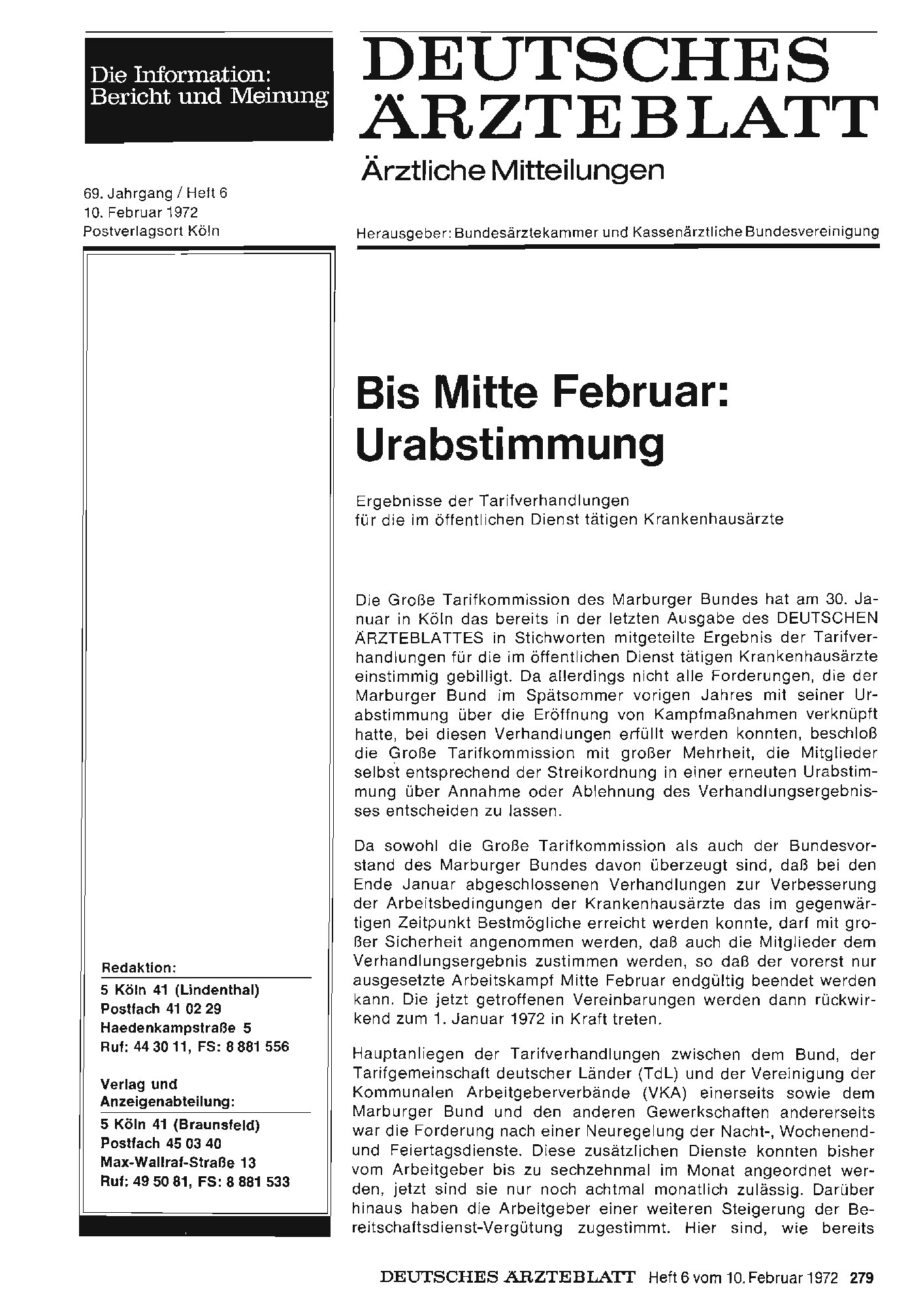 Vorschauseite 1: Bis Mitte Februar: Urabstimmung