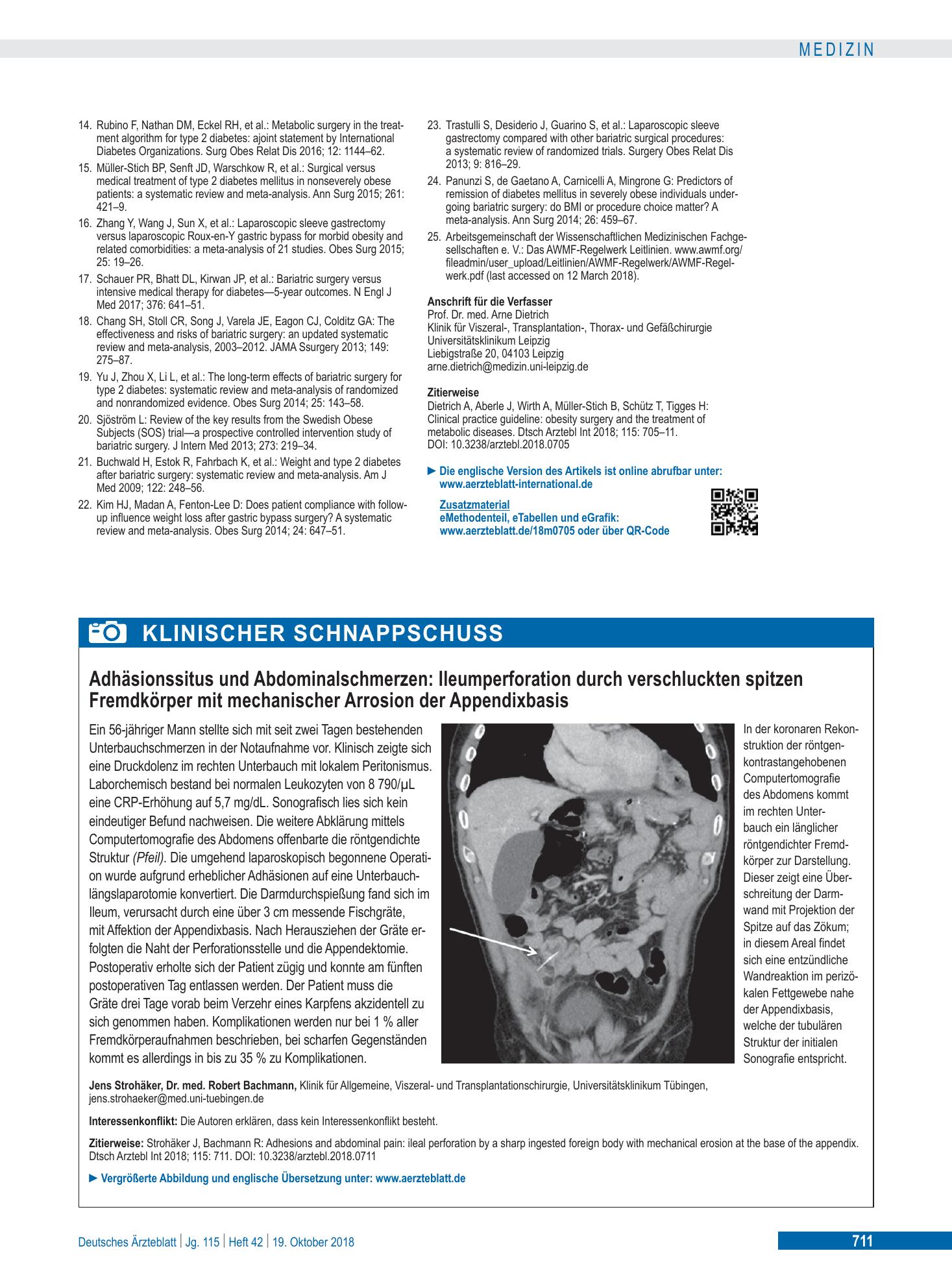 Vorschauseite 1: Adhäsionssitus und Abdominalschmerzen – Deutsches Ärzteblatt