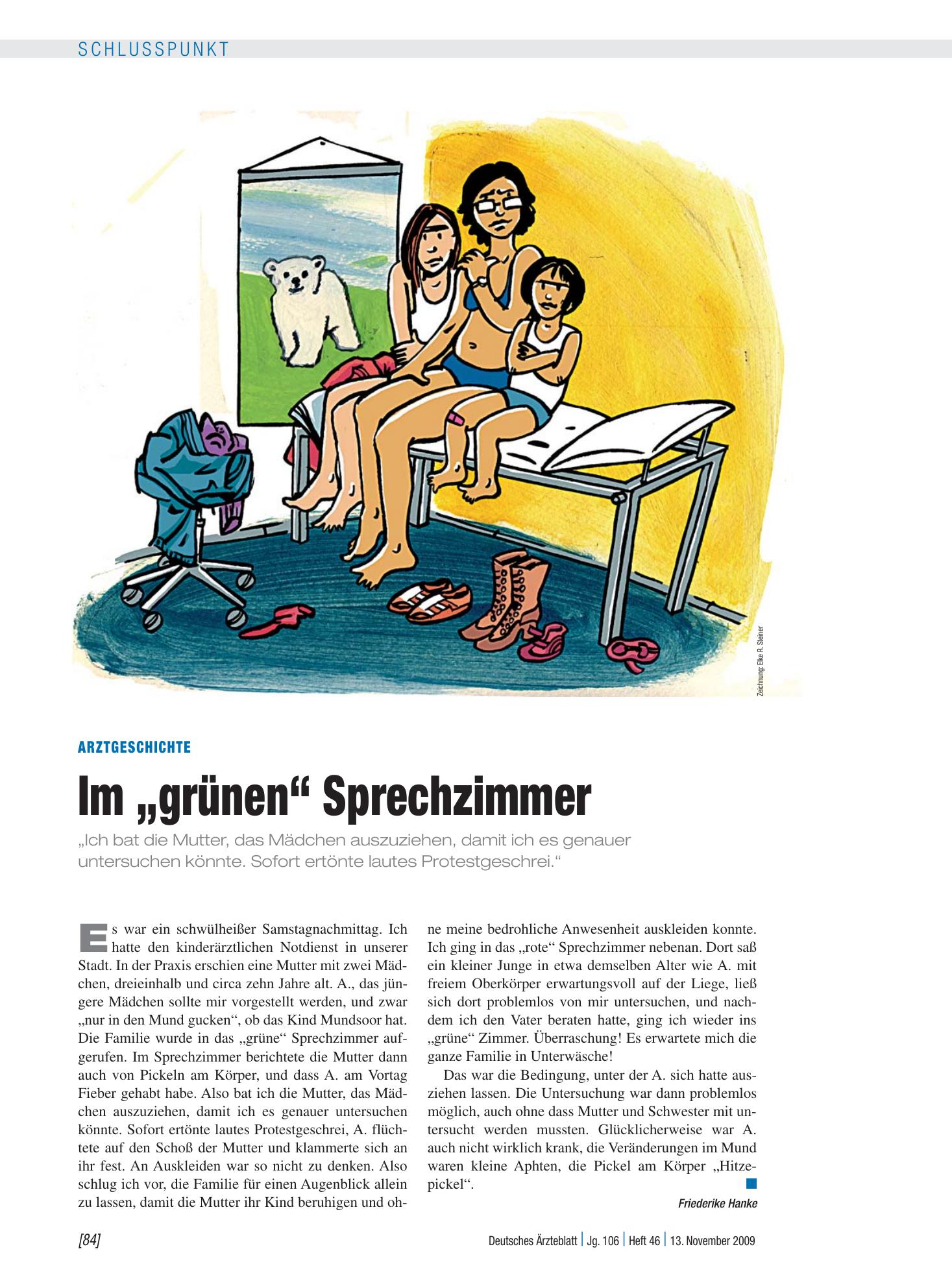 Vorschauseite 1: Arztgeschichte: Im „grünen“ Sprechzimmer – Deutsches Ärzteblatt