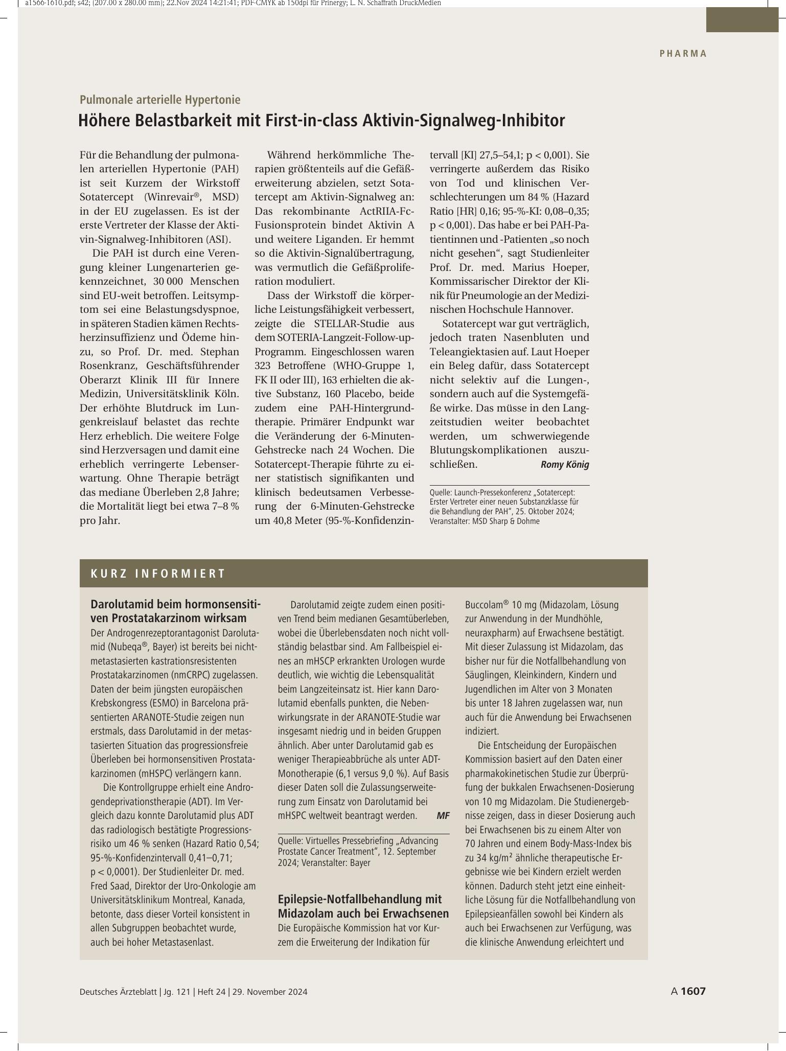 Vorschauseite 1: Kurz informiert – Deutsches Ärzteblatt