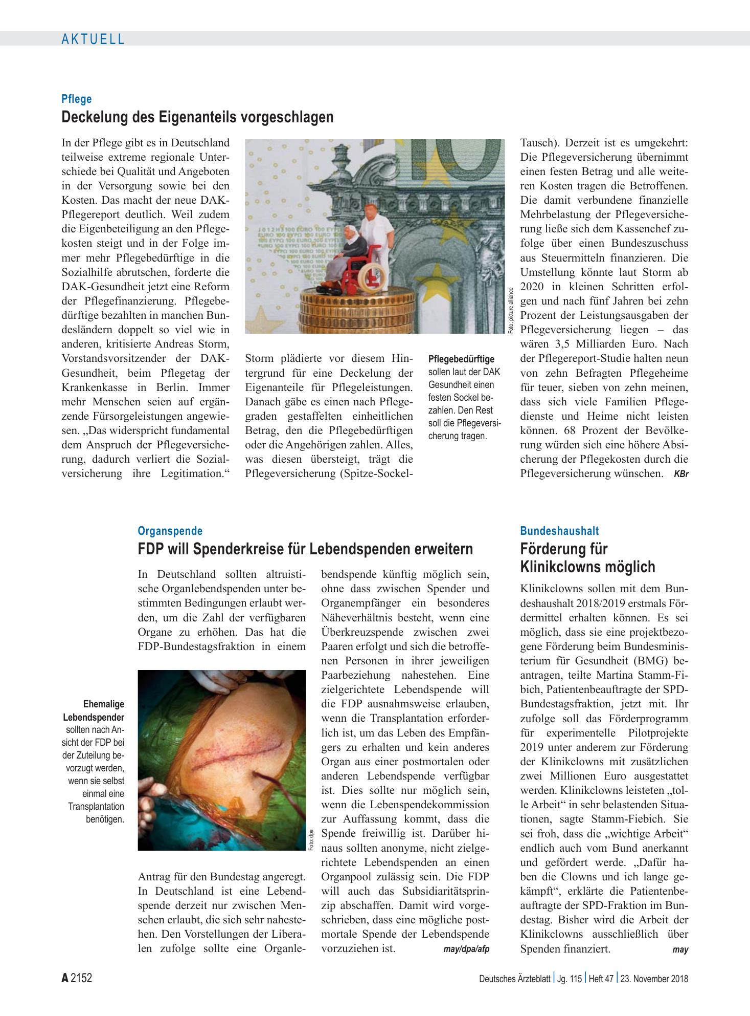 Vorschauseite 1: Organspende: FDP will Spenderkreise für Lebendspenden erweitern – Deutsches Ärzteblatt