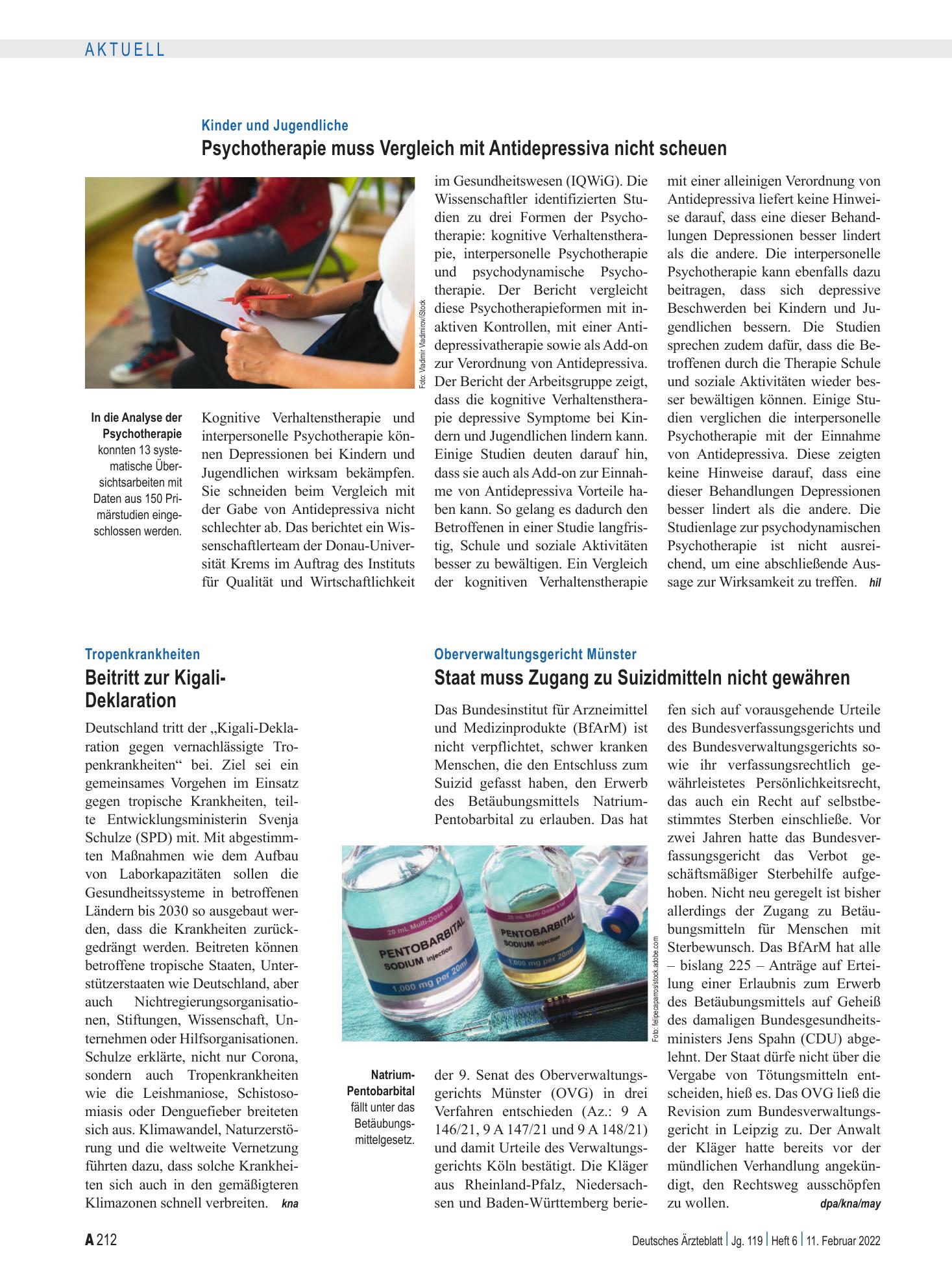 Vorschauseite 1: Tropenkrankheiten: Beitritt zur Kigali-Deklaration – Deutsches Ärzteblatt