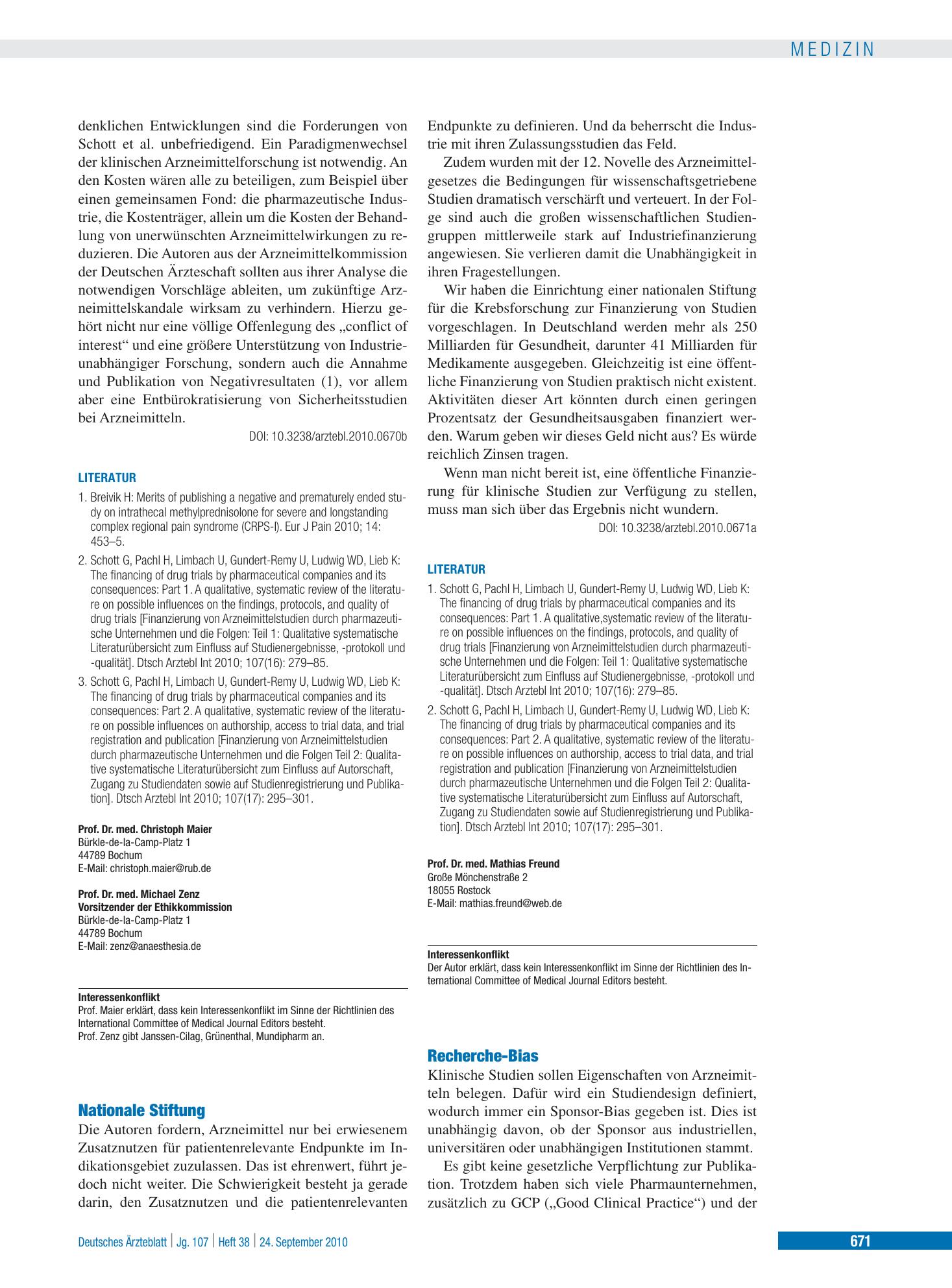 Vorschauseite 1: Nationale Stiftung – Deutsches Ärzteblatt