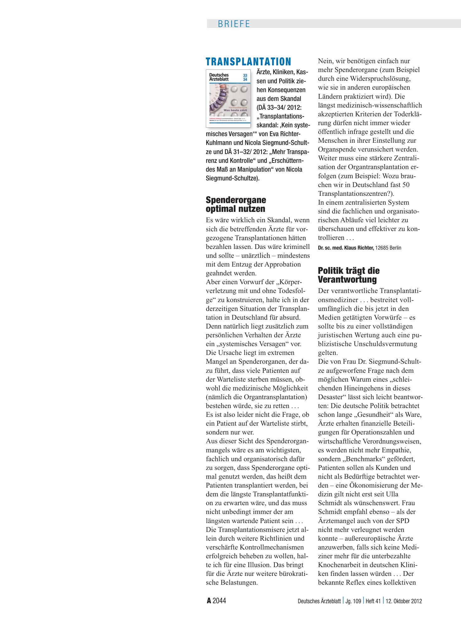 Vorschauseite 1: Transplantation: Spenderorgane optimal nutzen – Deutsches Ärzteblatt