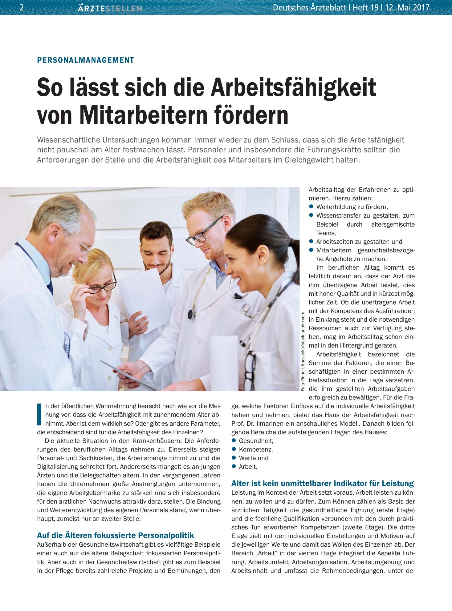 Vorschauseite 1: Personalmanagement: So lässt sich die Arbeitsfähigkeit von Mitarbeitern fördern – Deutsches Ärzteblatt