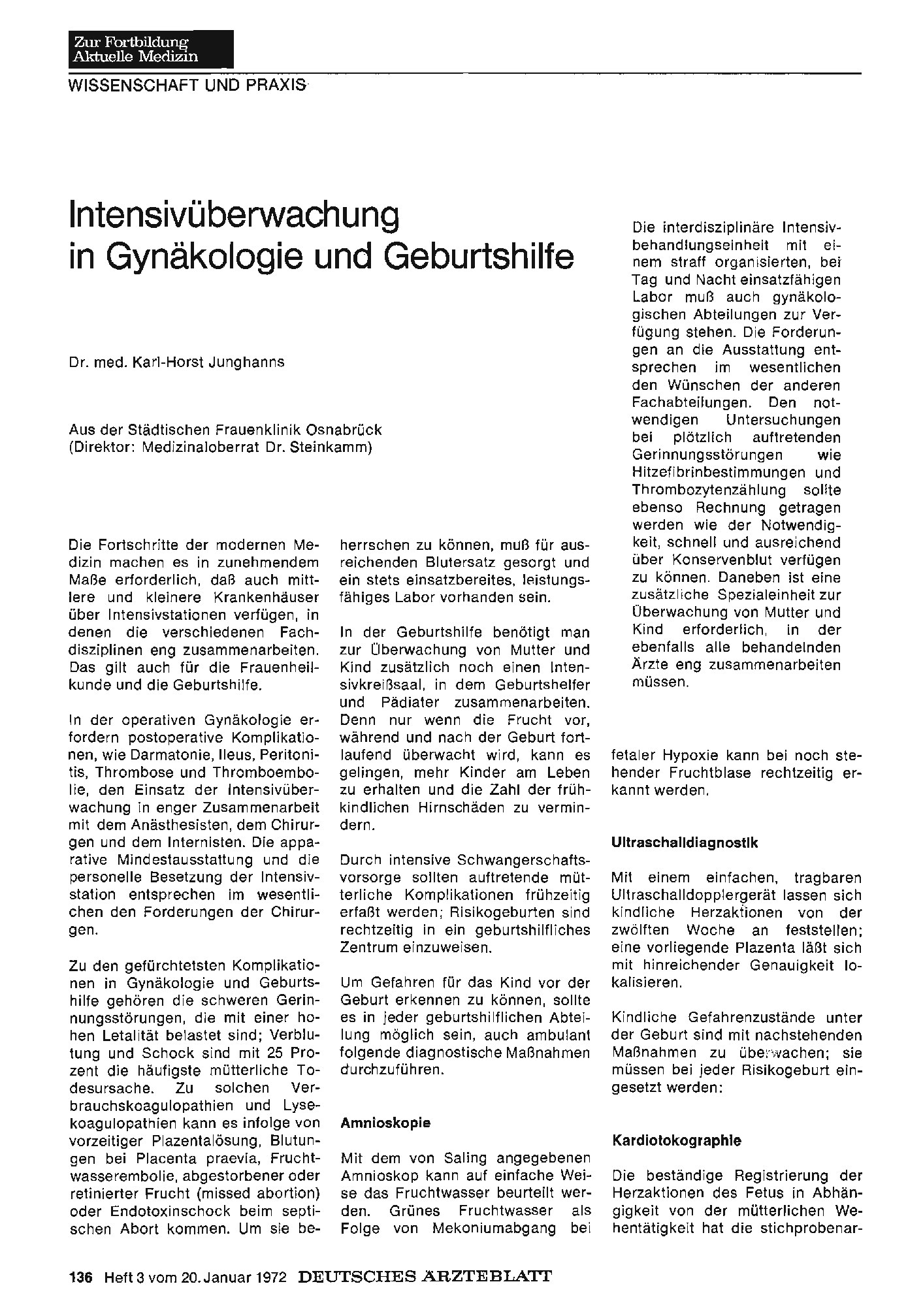 Vorschauseite 1: Intensivüberwachung in Gynäkologie und Geburtshilfe