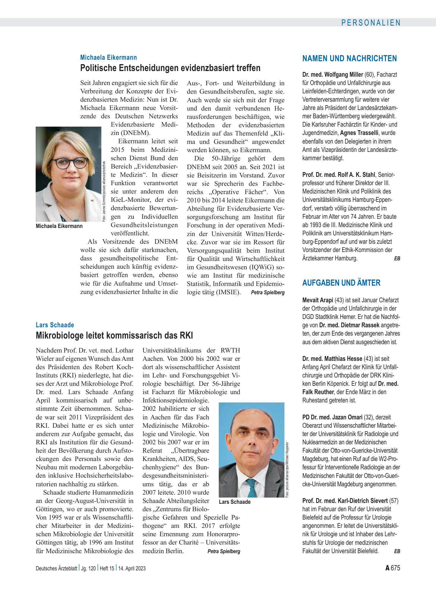 Vorschauseite 1: Aufgaben und Ämter – Deutsches Ärzteblatt