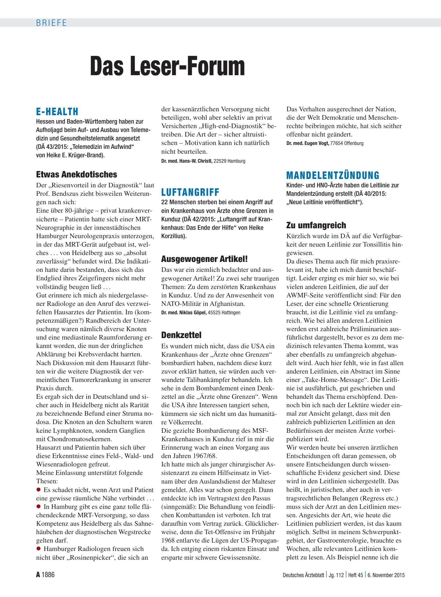Vorschauseite 1: Luftangriff: Denkzettel – Deutsches Ärzteblatt
