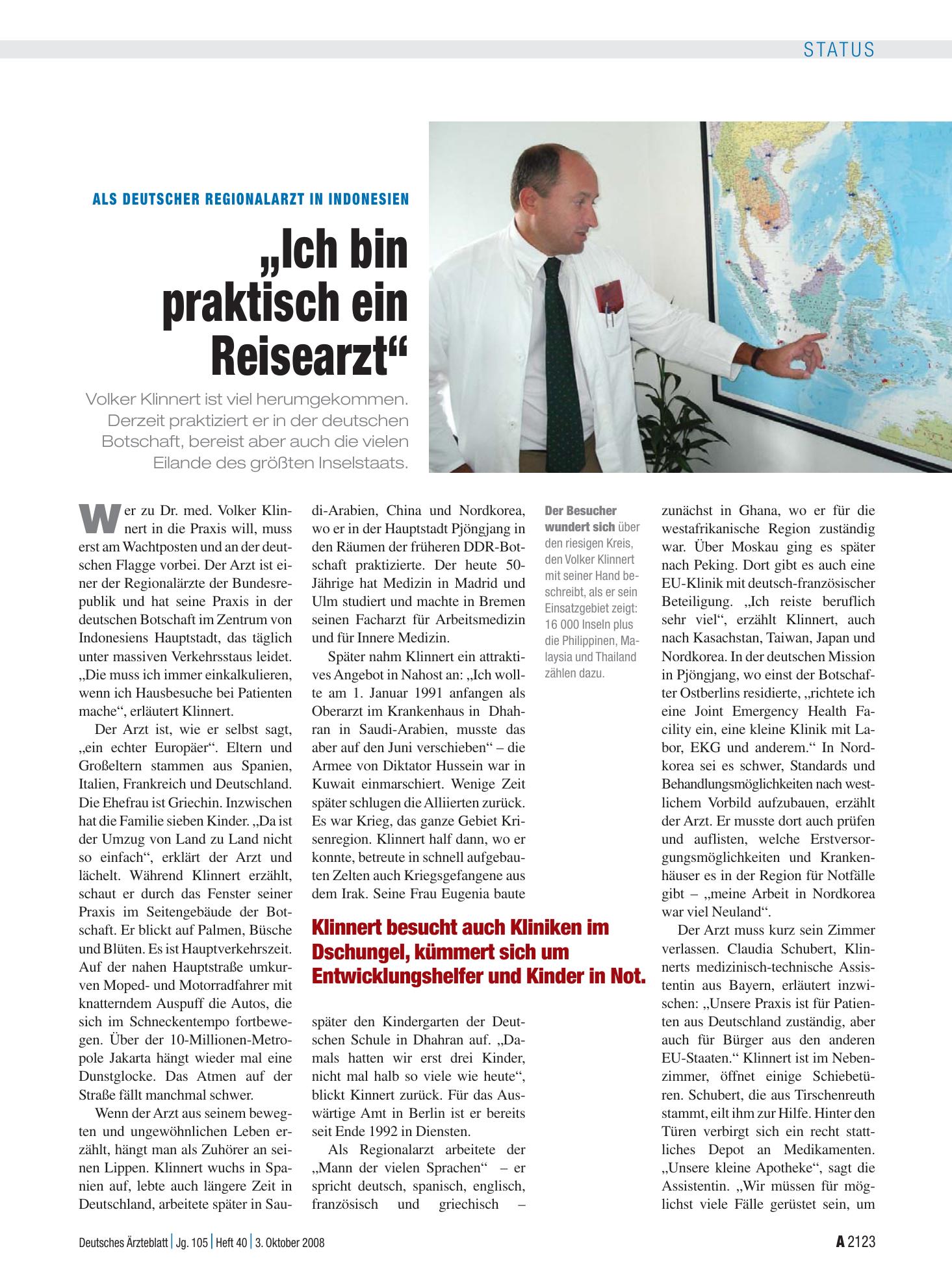 Vorschauseite 1: Als deutscher Regionalarzt in Indonesien: „Ich bin praktisch ein Reisearzt“ – Deutsches Ärzteblatt