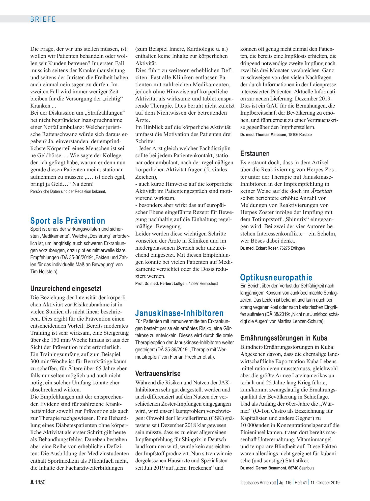 Vorschauseite 1: Sport als Prävention: Unzureichend eingesetzt – Deutsches Ärzteblatt