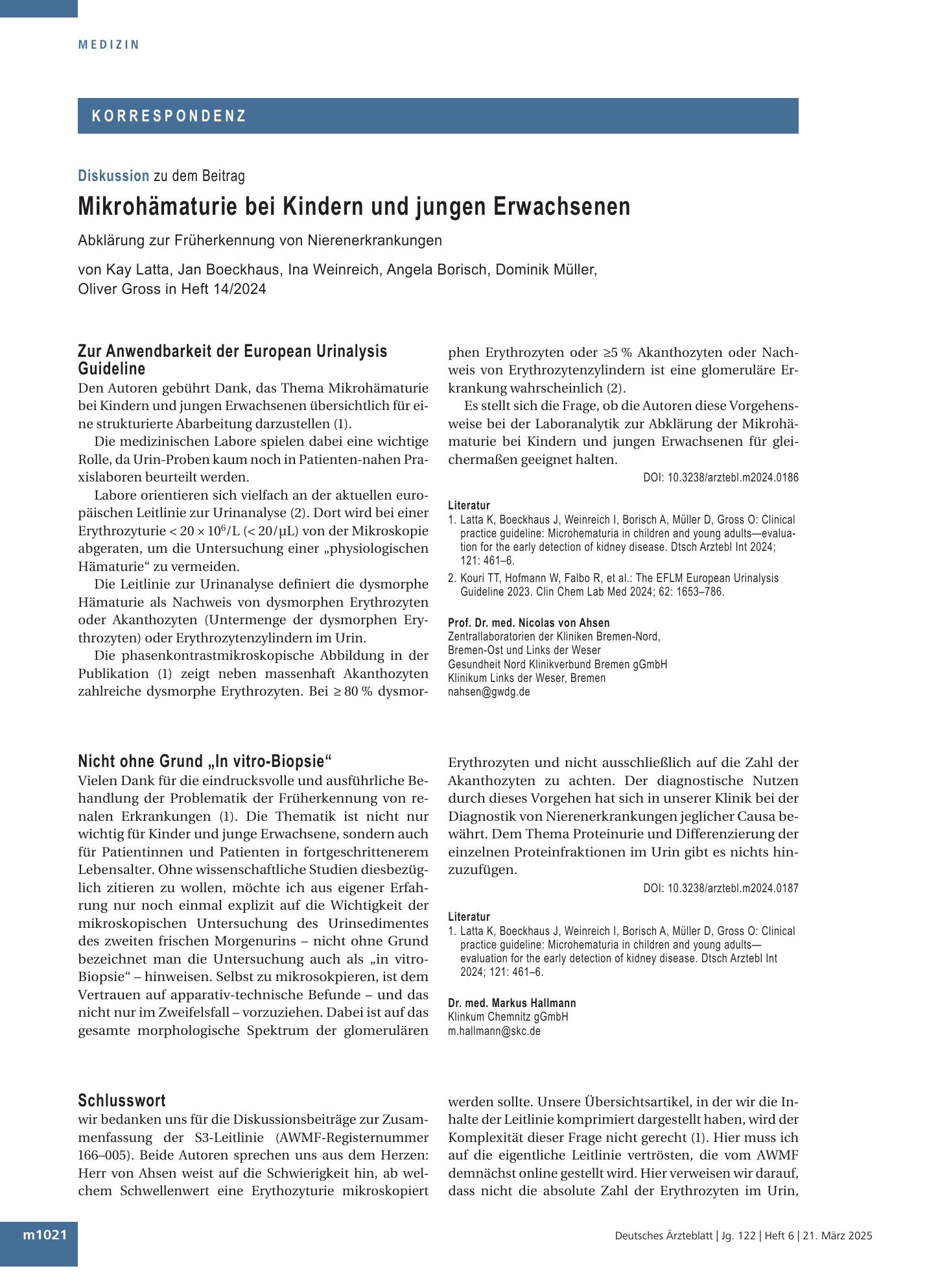 Vorschauseite 1: Schlusswort – Deutsches Ärzteblatt
