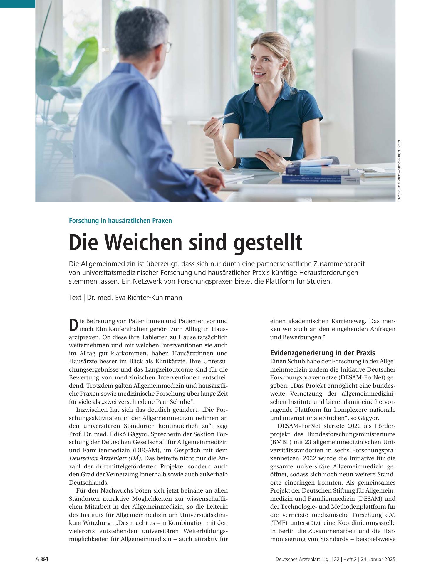 Vorschauseite 1: Forschung in hausärztlichen Praxen: Die Weichen sind gestellt – Deutsches Ärzteblatt
