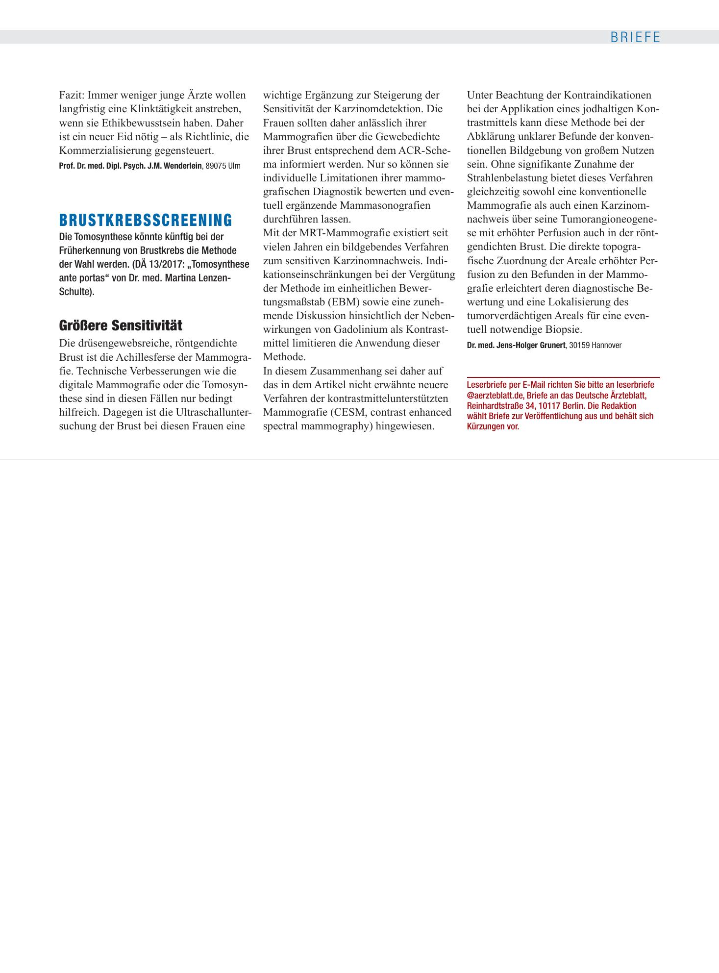 Vorschauseite 1: Brustkrebsscreening: Größere Sensitivität – Deutsches Ärzteblatt