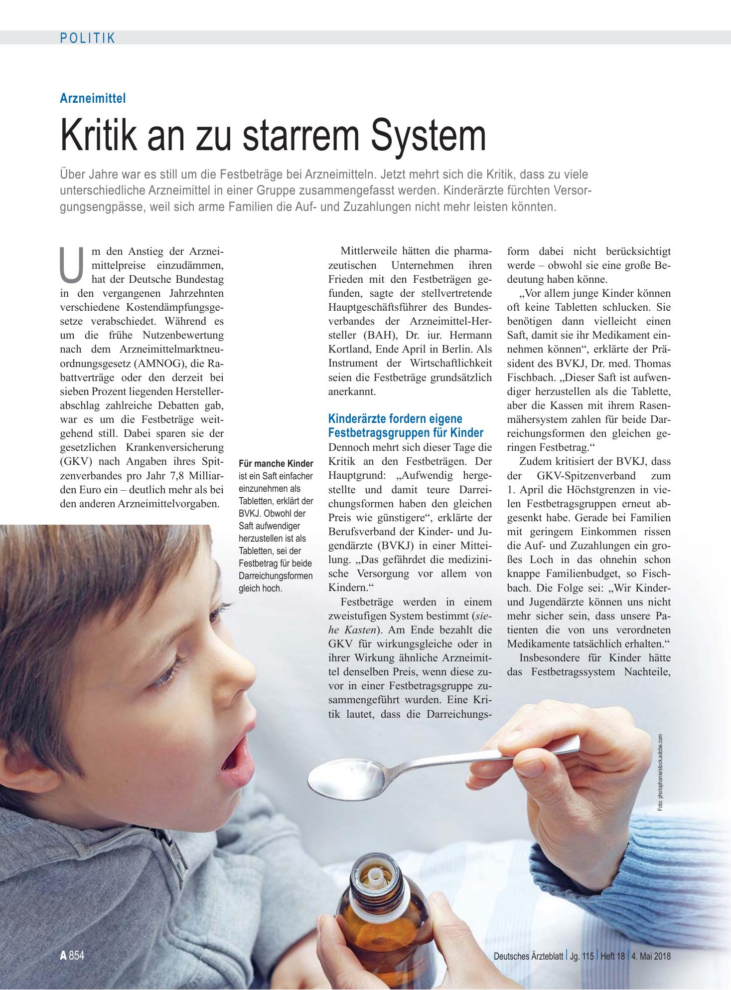 Vorschauseite 1: Arzneimittel: Kritik an zu starrem System – Deutsches Ärzteblatt