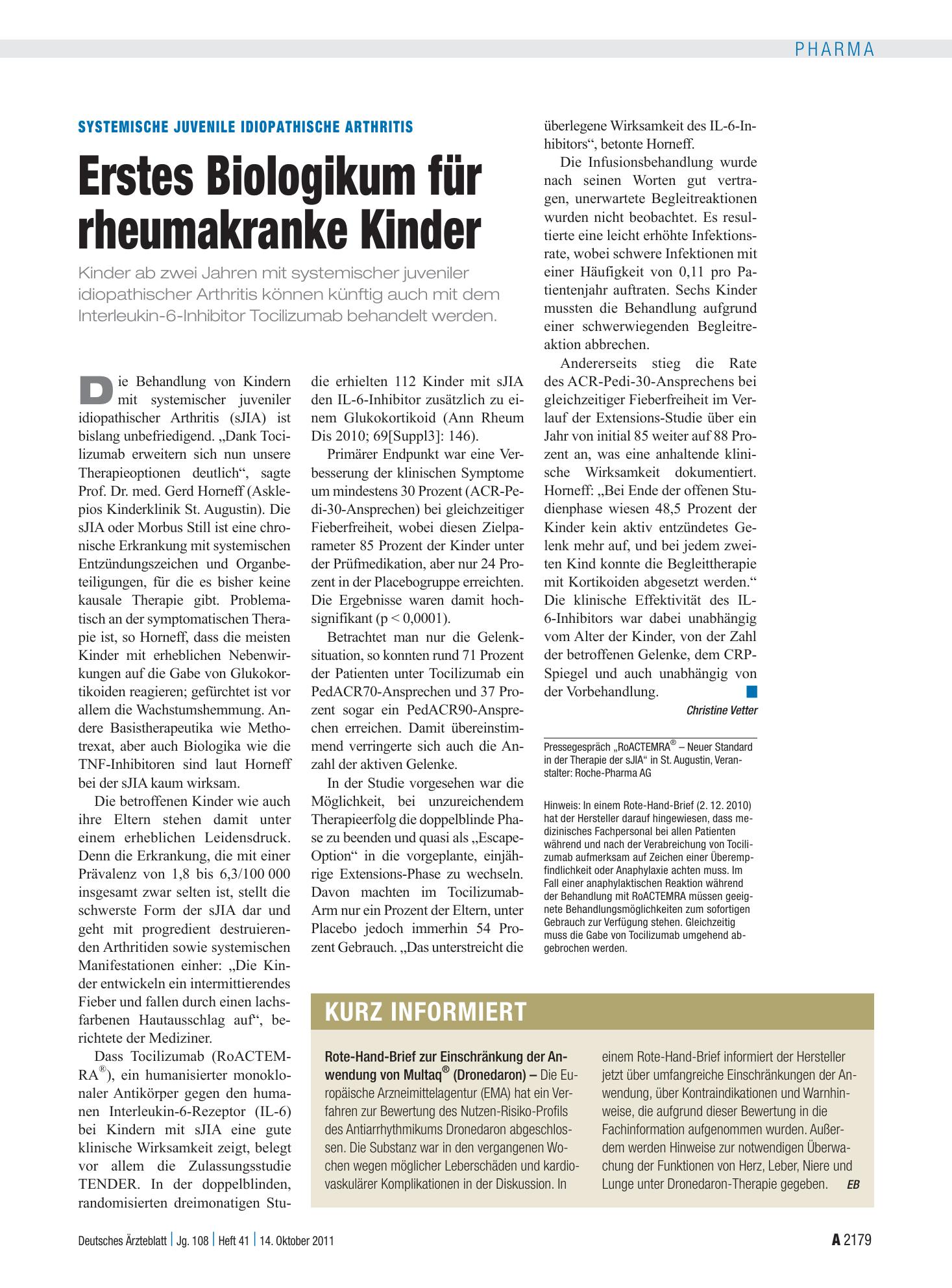 Vorschauseite 1: Kurz Informiert – Deutsches Ärzteblatt