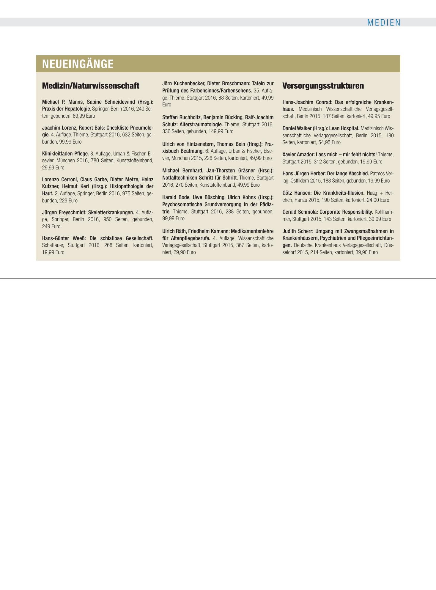 Vorschauseite 1: Neueingänge – Deutsches Ärzteblatt