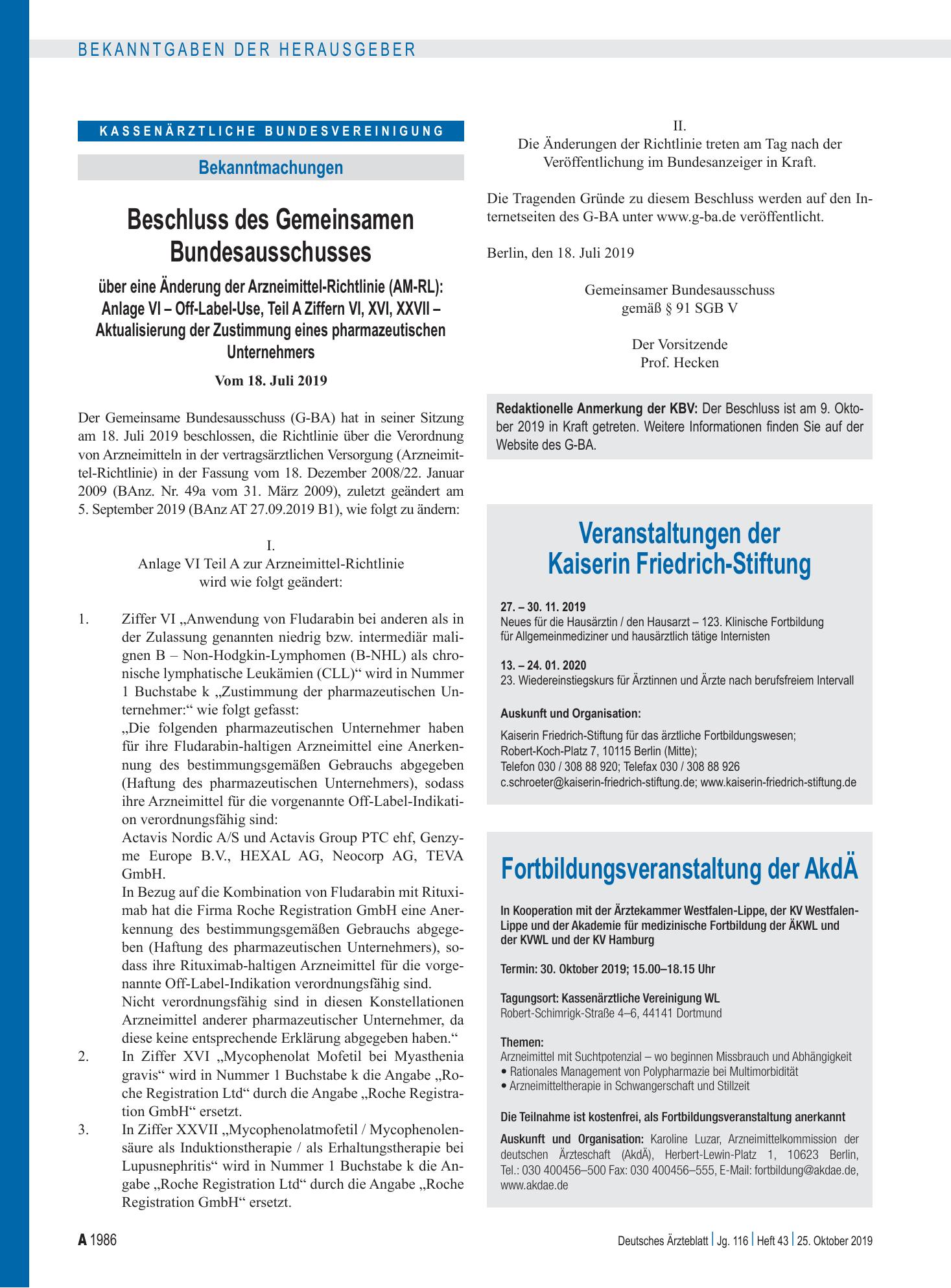 Vorschauseite 1: Fortbildungsveranstaltung der AkdÄ – Deutsches Ärzteblatt