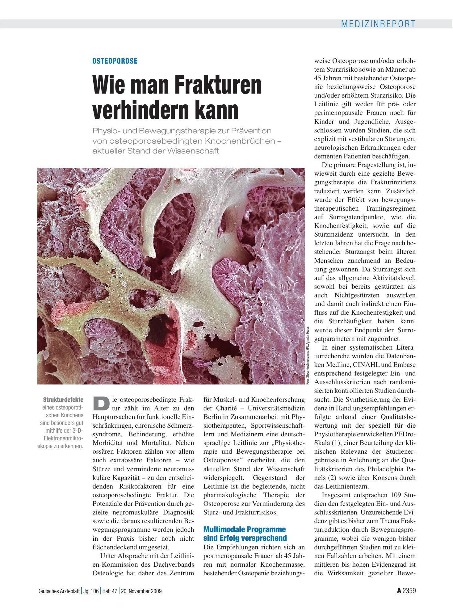 Vorschauseite 1: Osteoporose: Wie man Frakturen verhindern kann – Deutsches Ärzteblatt