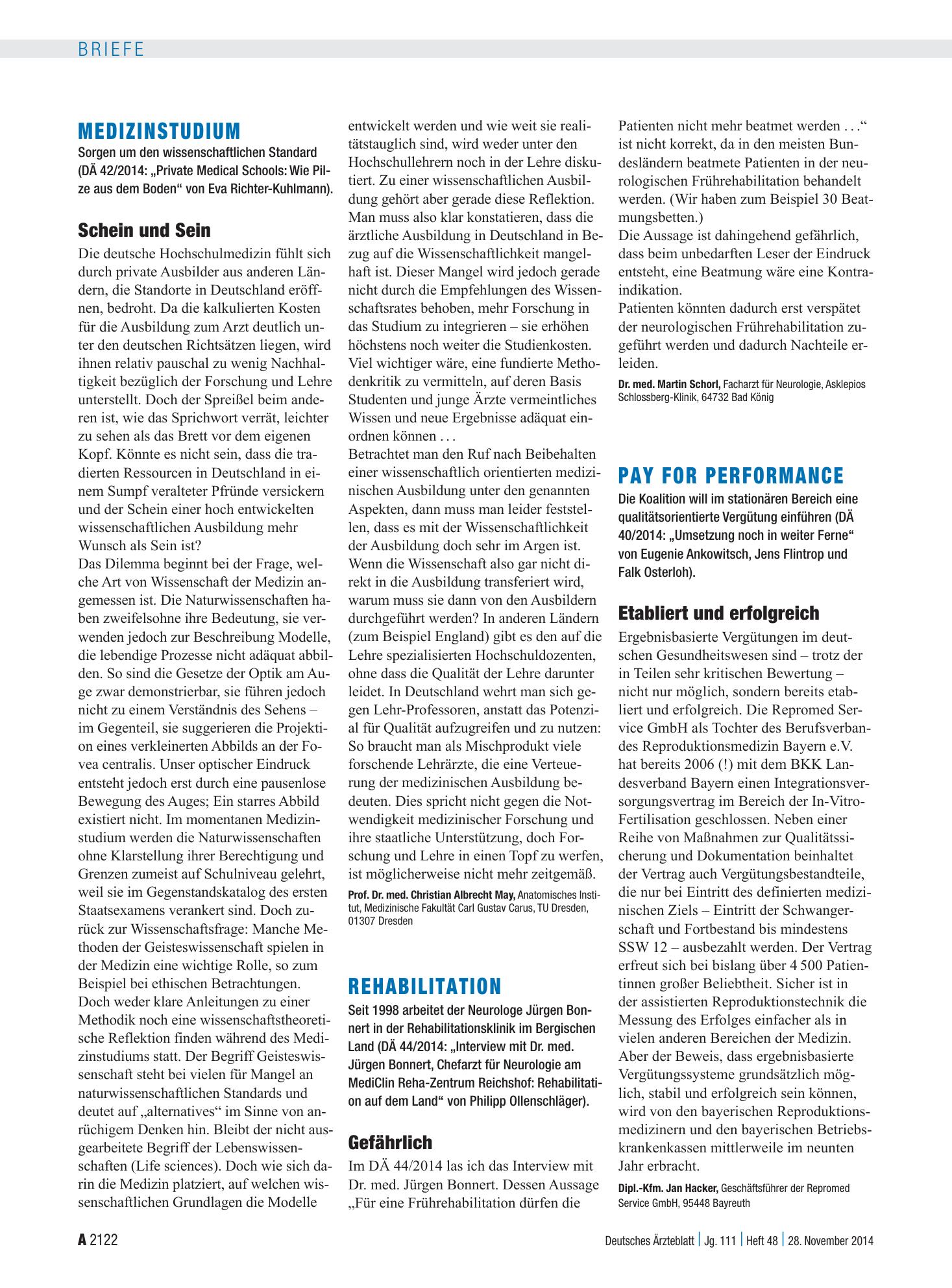 Vorschauseite 1: Medizinstudium: Schein und Sein – Deutsches Ärzteblatt
