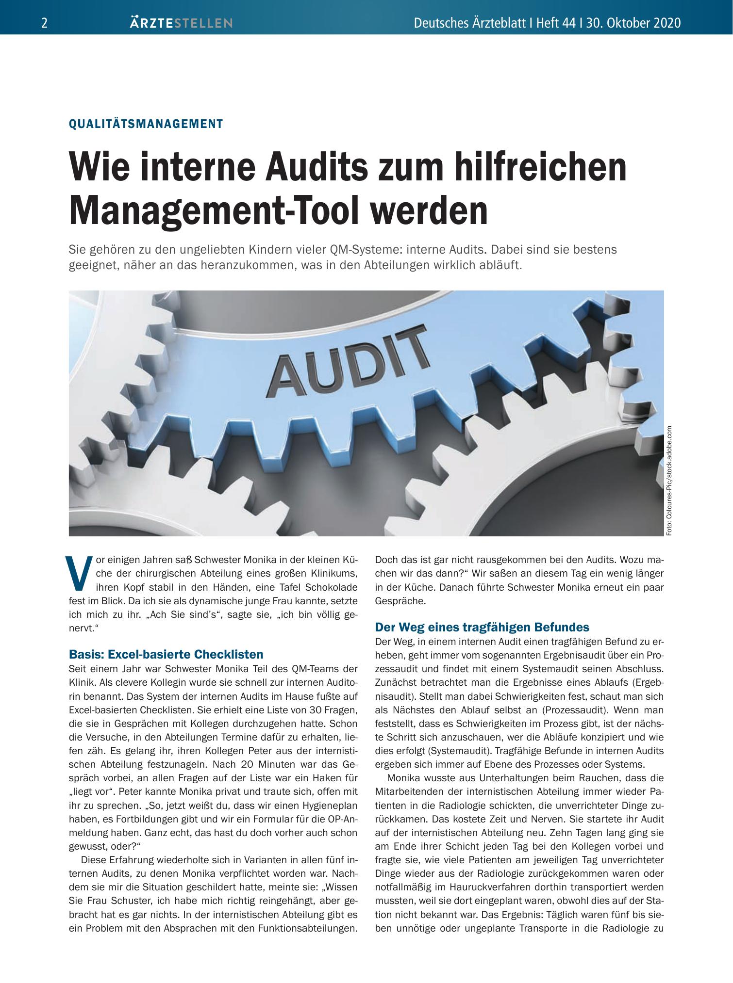 Vorschauseite 1: Qualitätsmanagement: Wie interne Audits zum hilfreichen Management-Tool werden – Deutsches Ärzteblatt