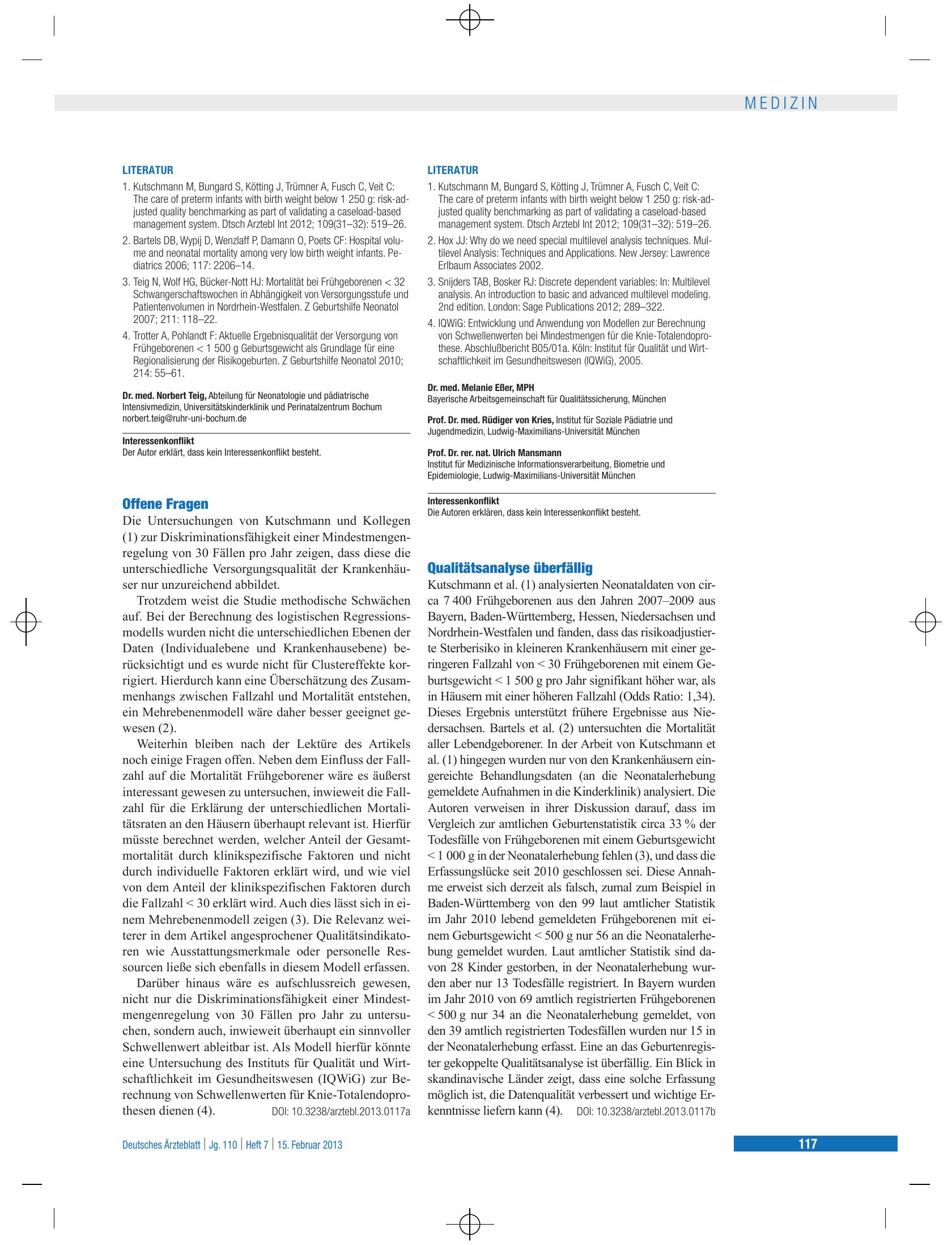 Vorschauseite 1: Offene Fragen – Deutsches Ärzteblatt