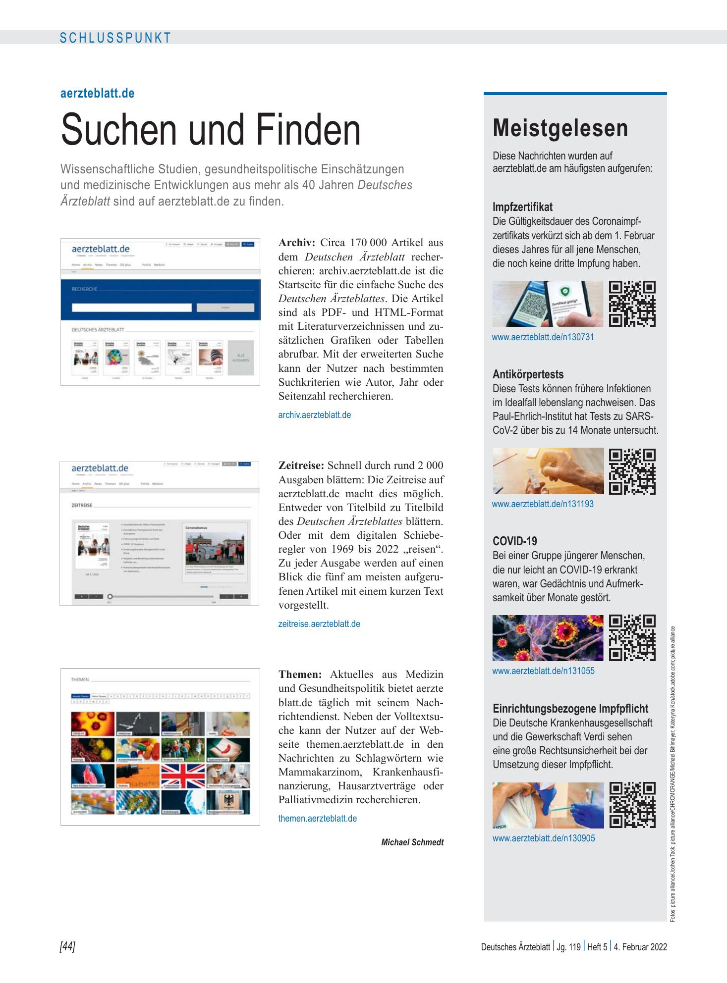 Vorschauseite 1: Meistgelesen – Deutsches Ärzteblatt