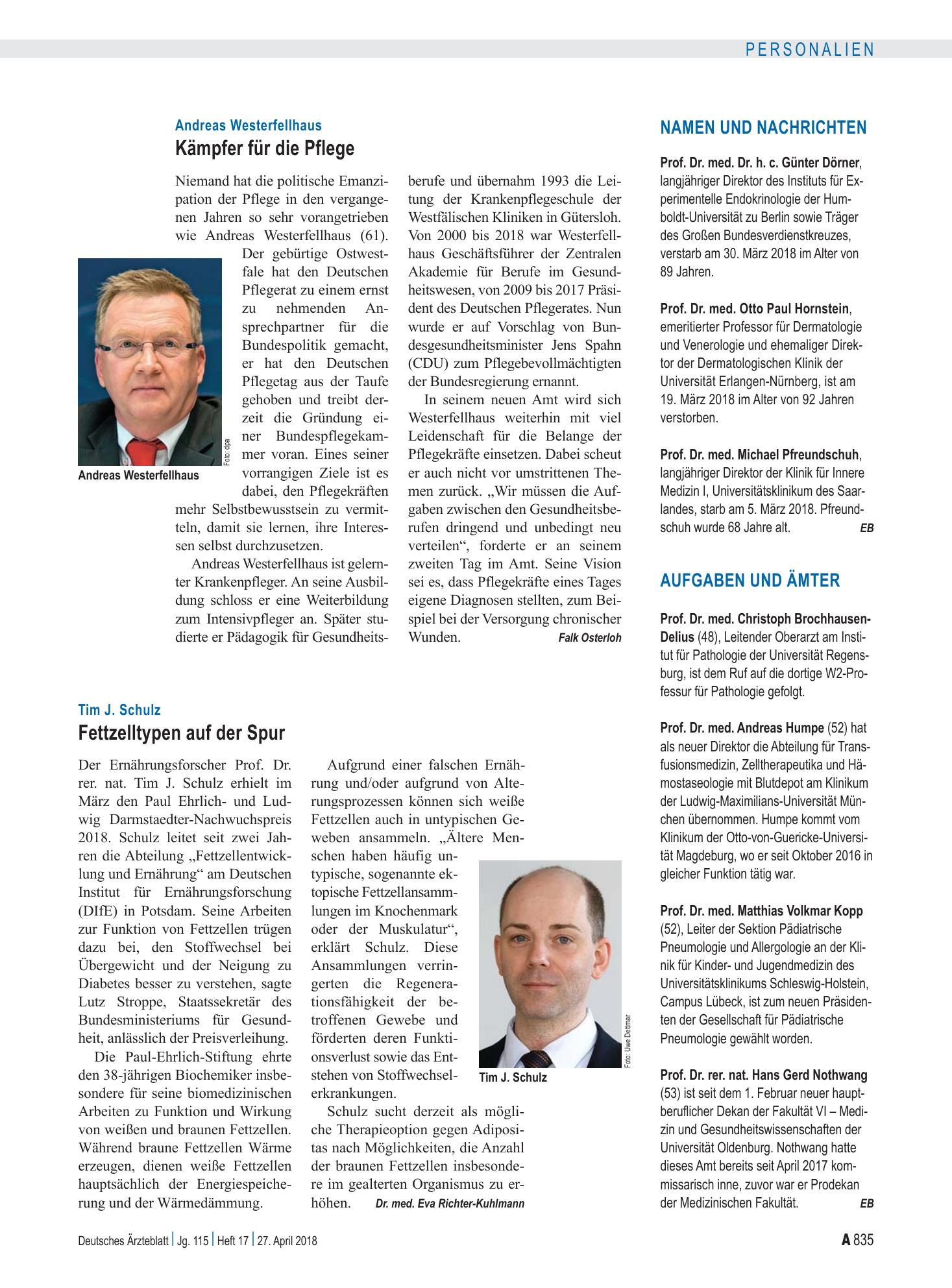 Vorschauseite 1: Aufgaben und Ämter – Deutsches Ärzteblatt