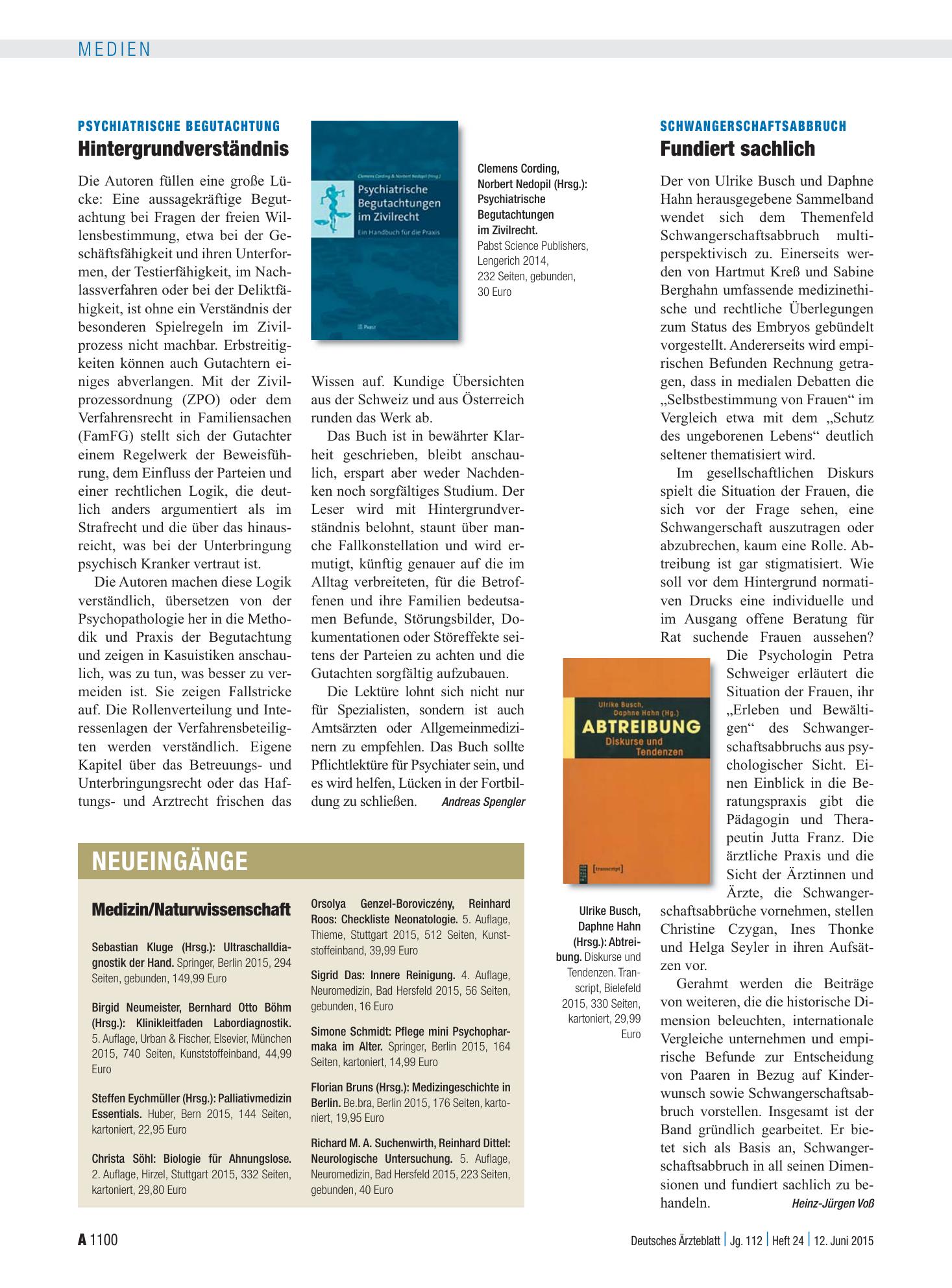 Vorschauseite 1: Neueingänge – Deutsches Ärzteblatt