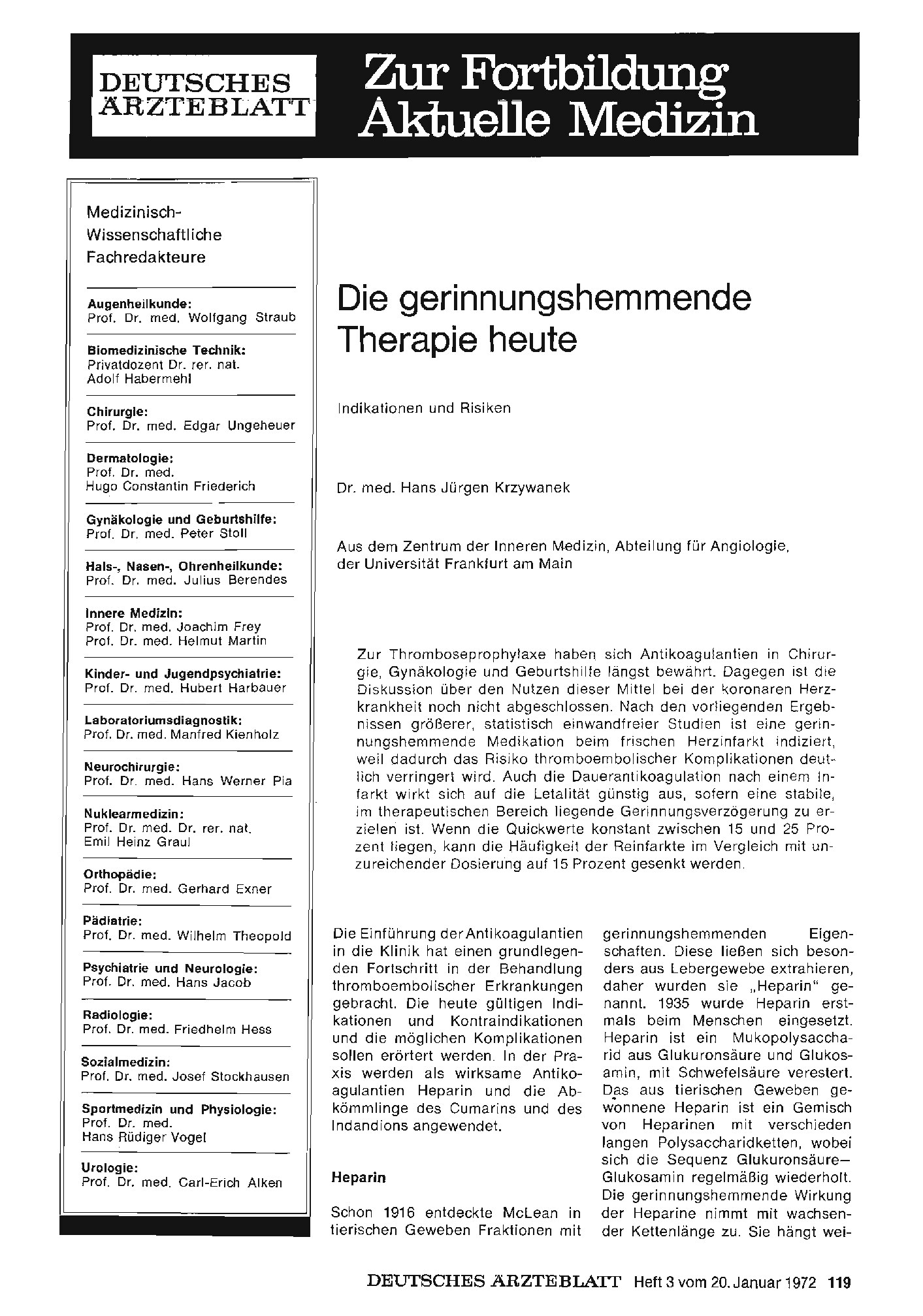 Vorschauseite 1: Die gerinnungshemmende Therapie heute: Indikationen und Risiken