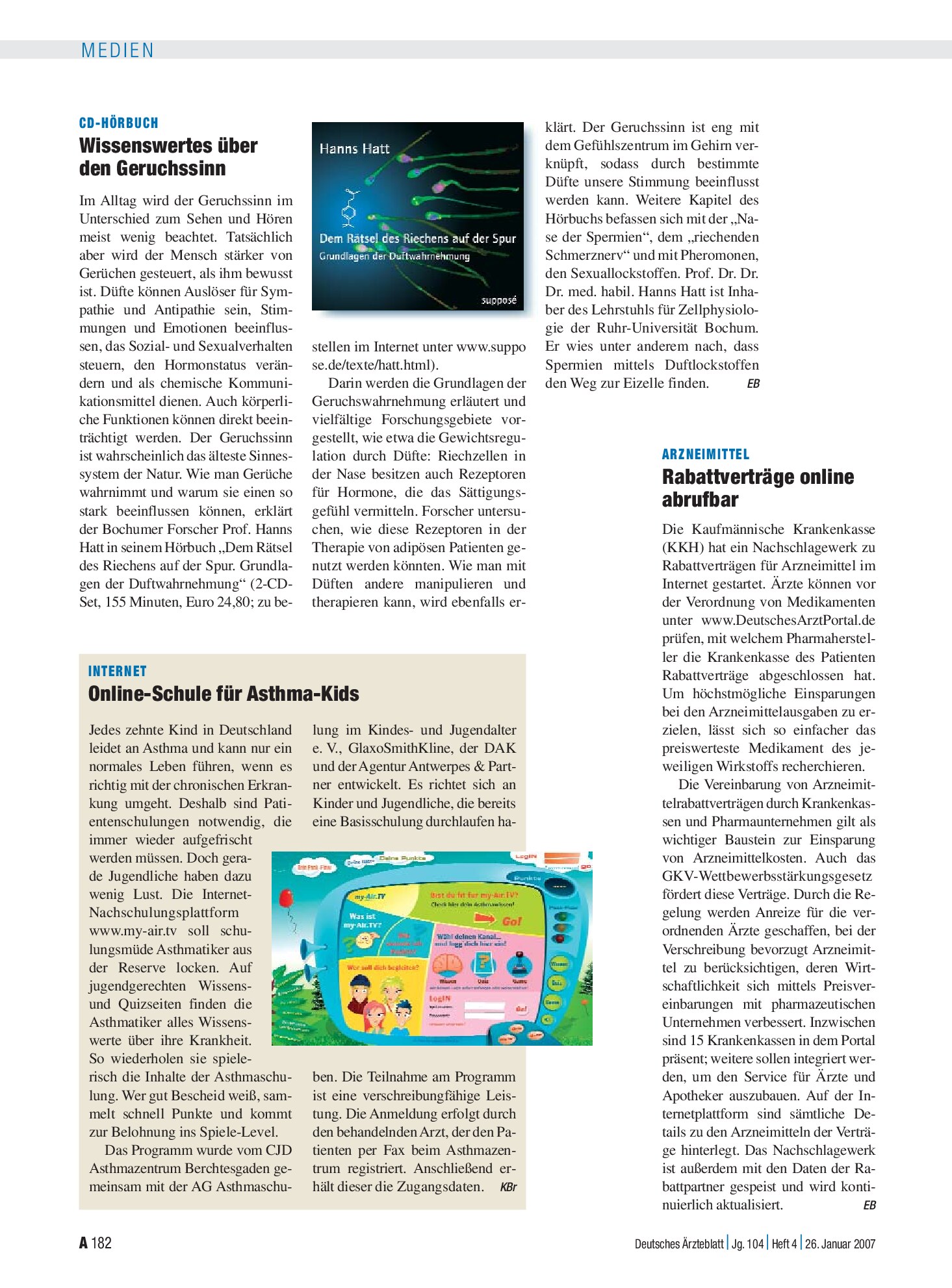 Vorschauseite 1: CD-Hörbuch: Wissenswertes über den Geruchssinn – Deutsches Ärzteblatt