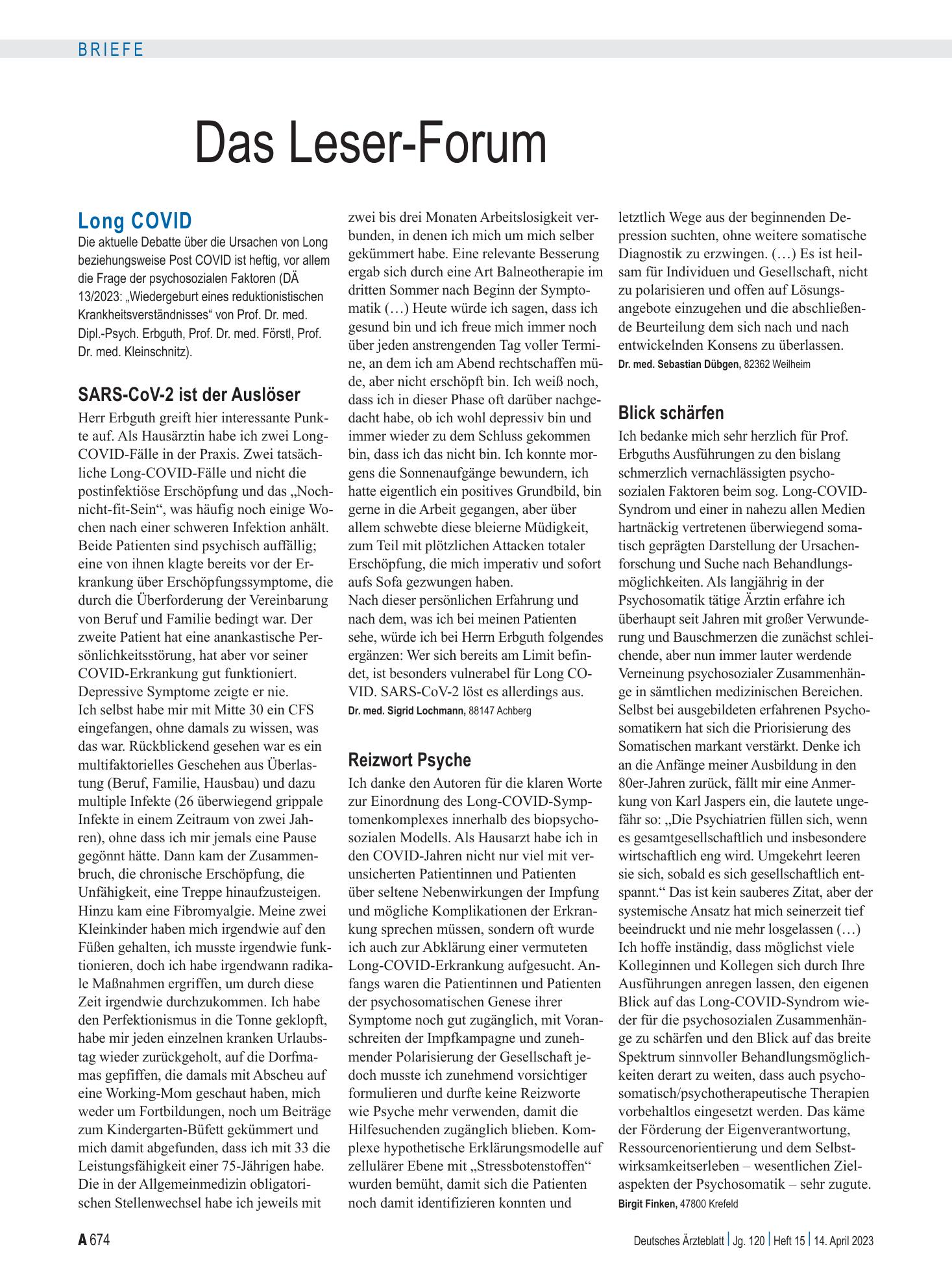 Vorschauseite 1: Long COVID: Blick schärfen – Deutsches Ärzteblatt