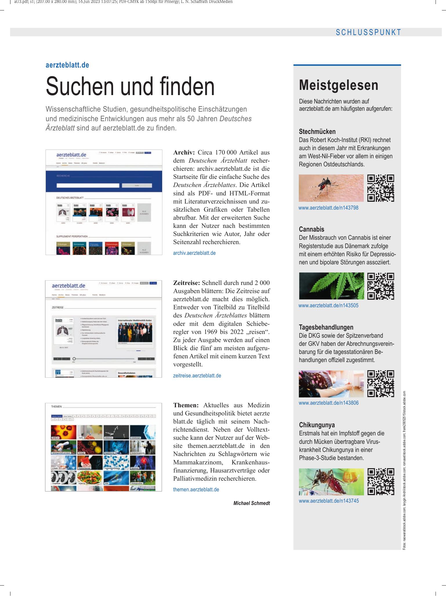 Vorschauseite 1: Meistgelesen – Deutsches Ärzteblatt