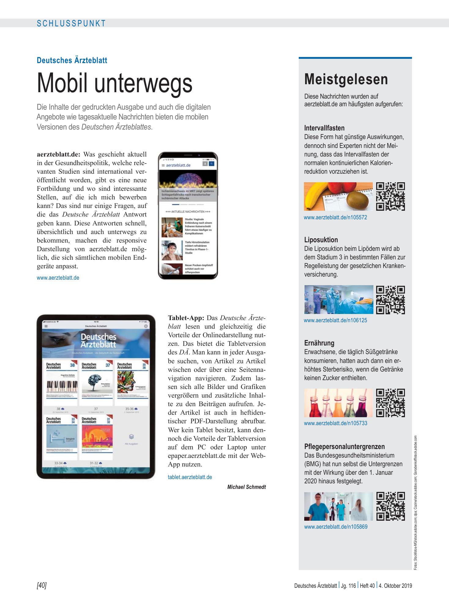 Vorschauseite 1: Meistgelesen – Deutsches Ärzteblatt