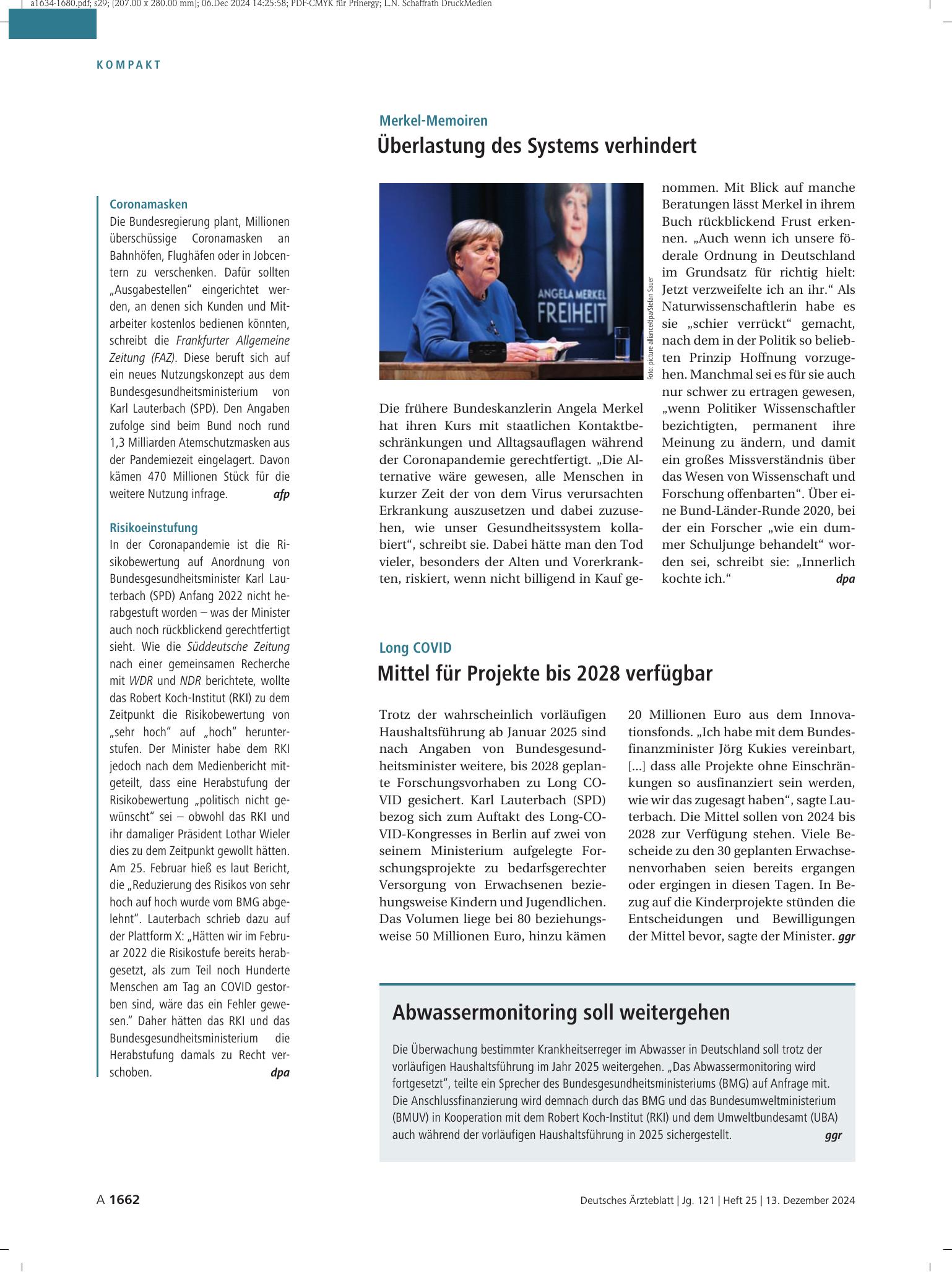 Vorschauseite 1: Coronamasken / Risikoeinstufung – Deutsches Ärzteblatt