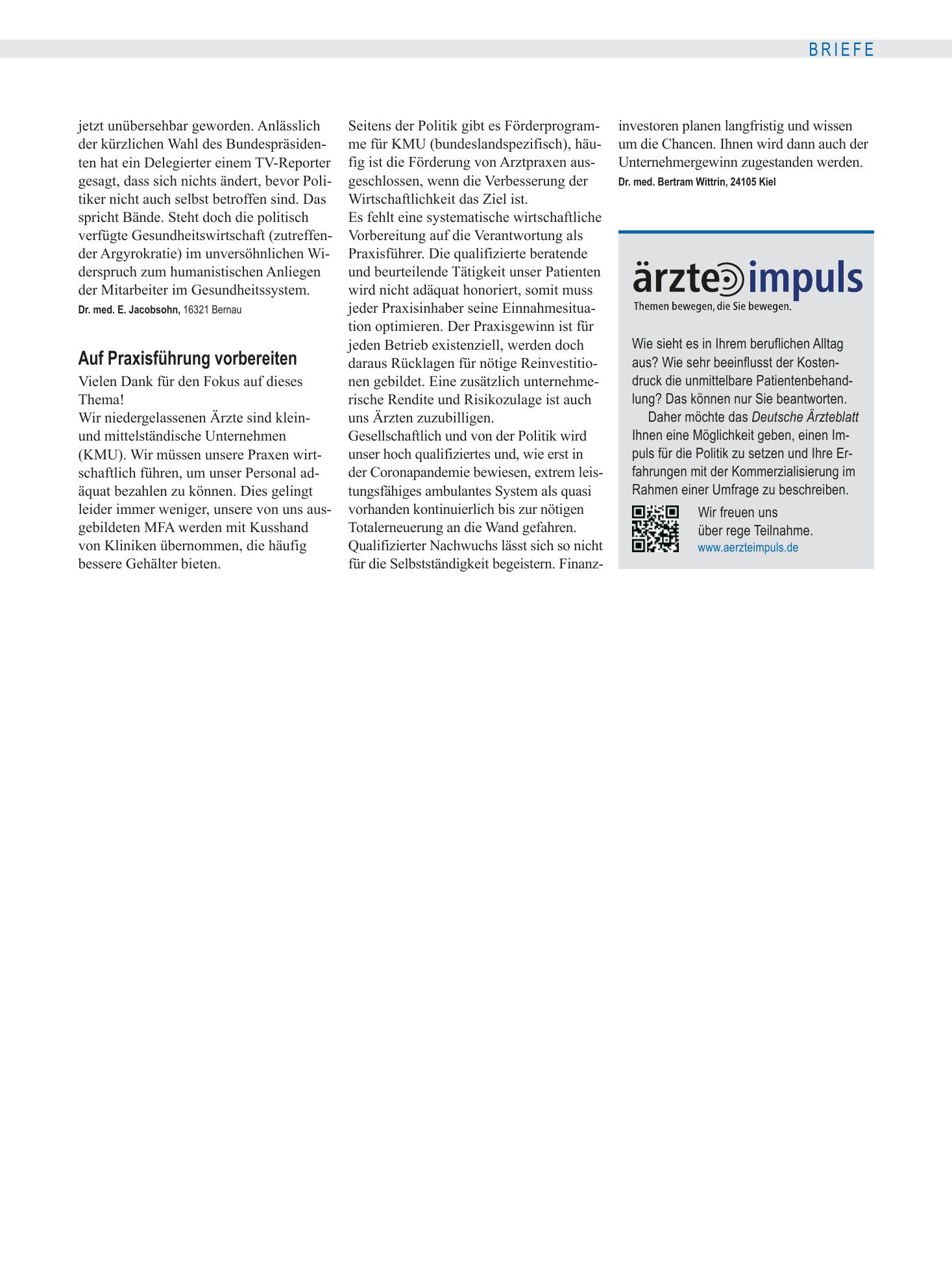 Vorschauseite 1: Ärzteimpuls – Deutsches Ärzteblatt