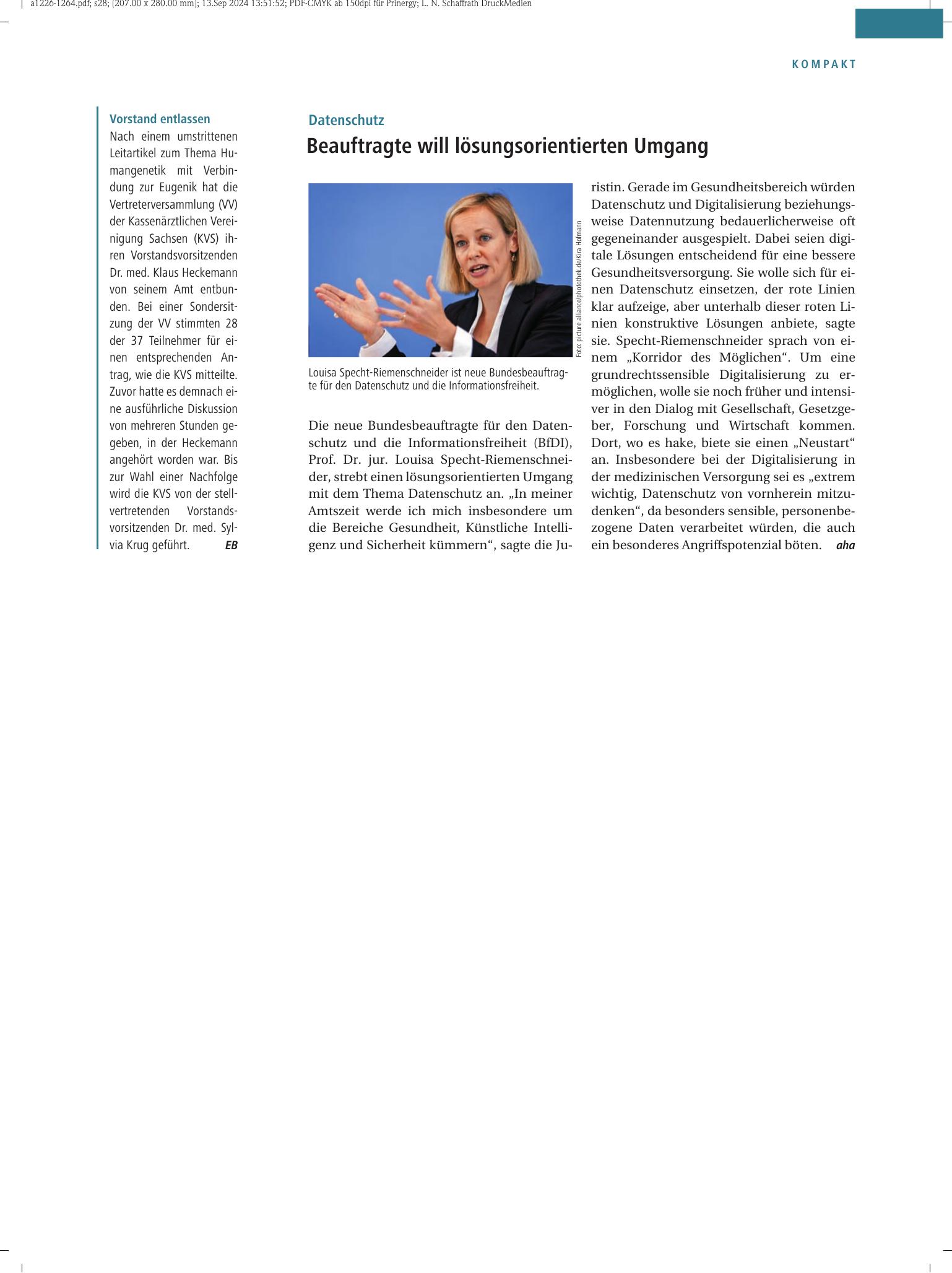 Vorschauseite 1: Vorstand entlassen – Deutsches Ärzteblatt