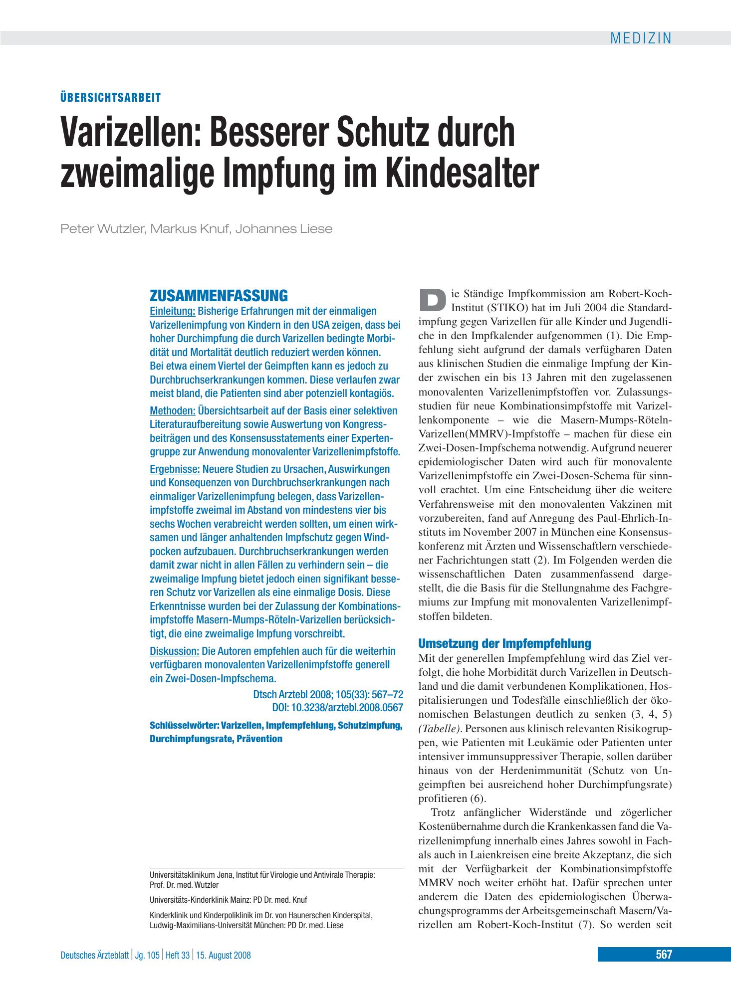 Vorschauseite 1: Varizellen – Deutsches Ärzteblatt