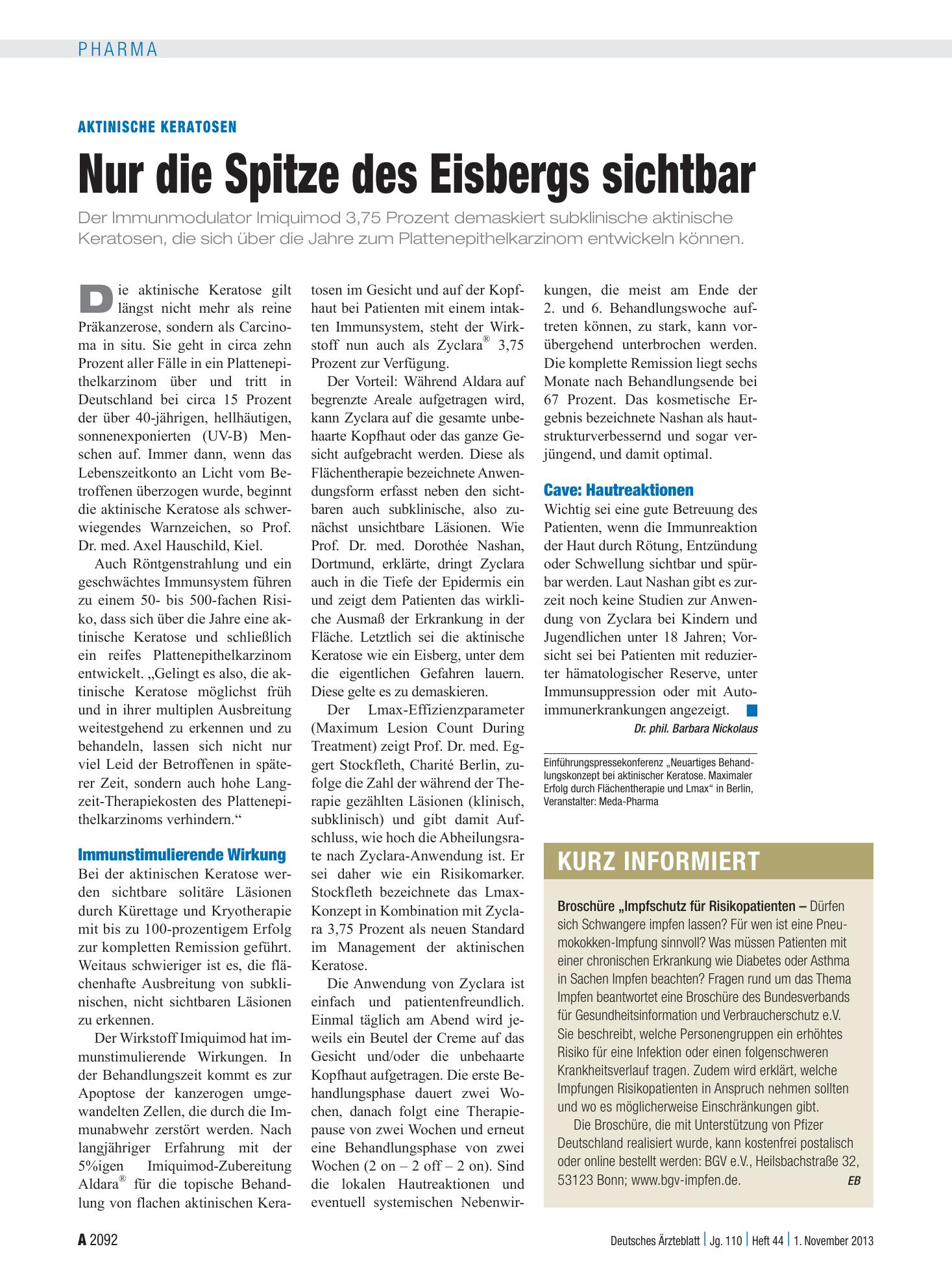 Vorschauseite 1: Kurz informiert – Deutsches Ärzteblatt