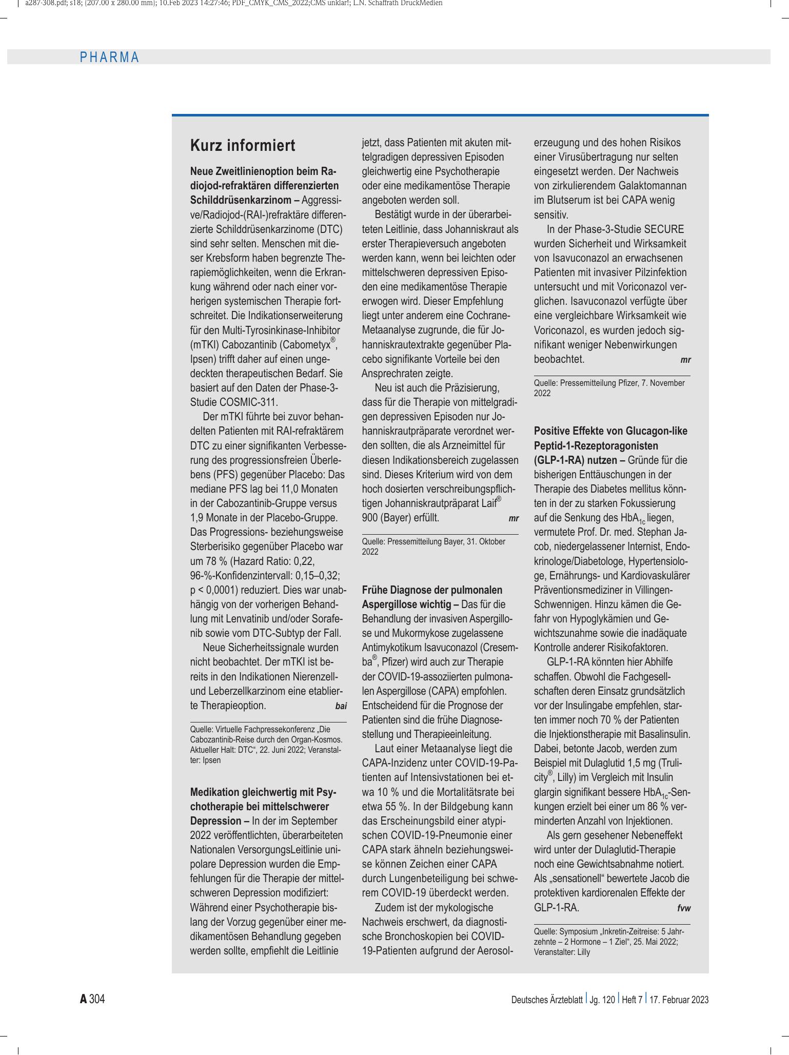 Vorschauseite 1: Kurz informiert – Deutsches Ärzteblatt