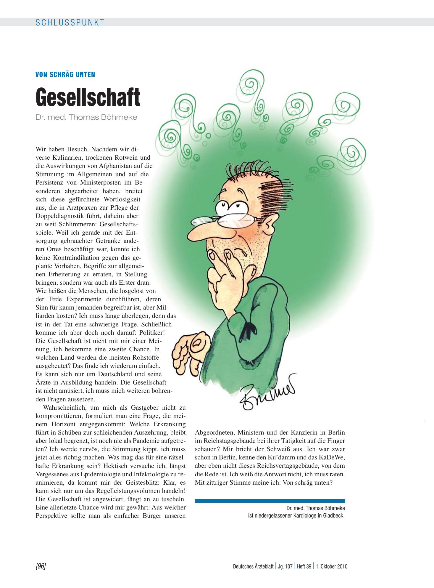 Vorschauseite 1: Von schräg unten: Gesellschaft – Deutsches Ärzteblatt