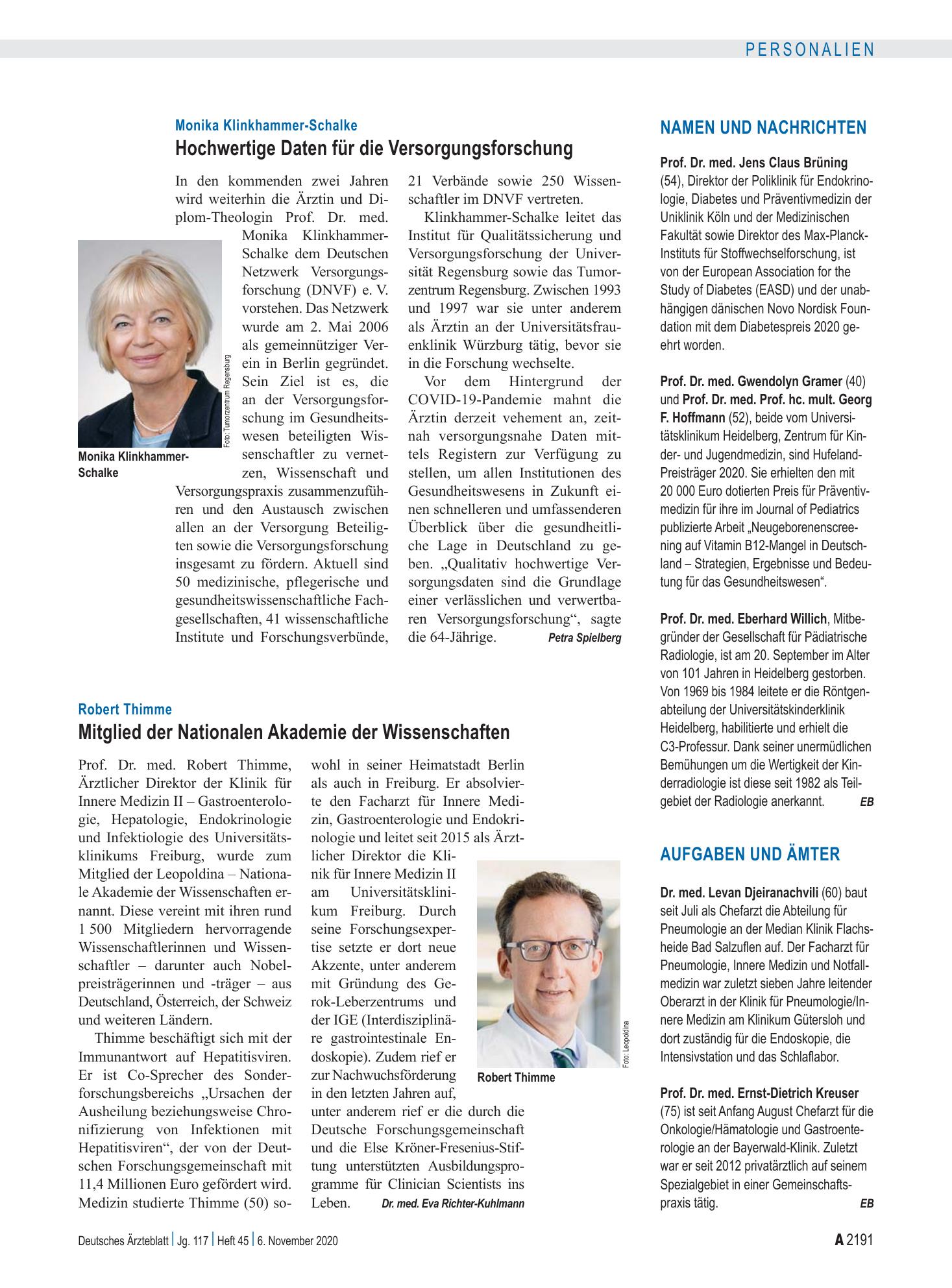 Vorschauseite 1: Aufgaben und Ämter – Deutsches Ärzteblatt