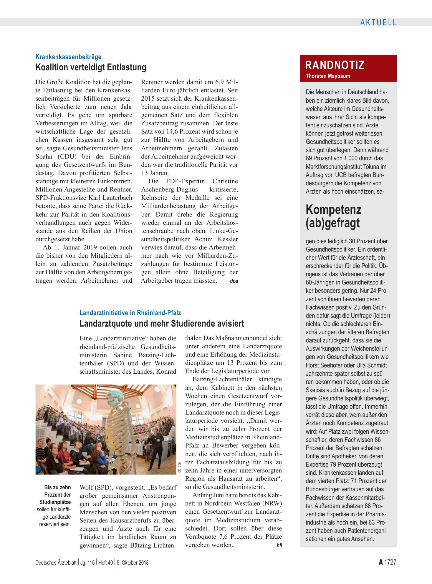 Vorschauseite 1: Randnotiz: Kompetenz (ab)gefragt – Deutsches Ärzteblatt