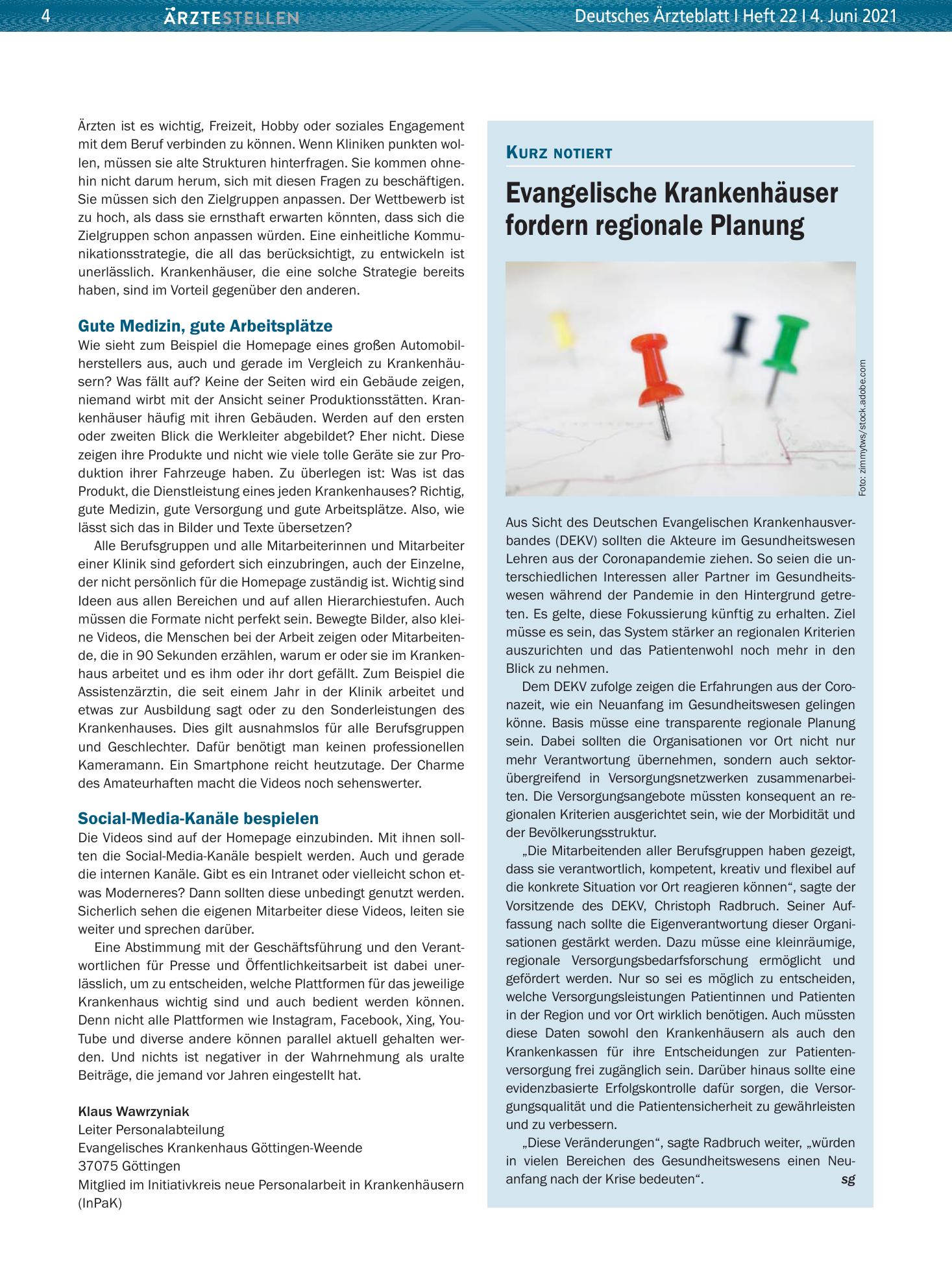 Vorschauseite 1: Evangelische Krankenhäuser fordern regionale Planung – Deutsches Ärzteblatt