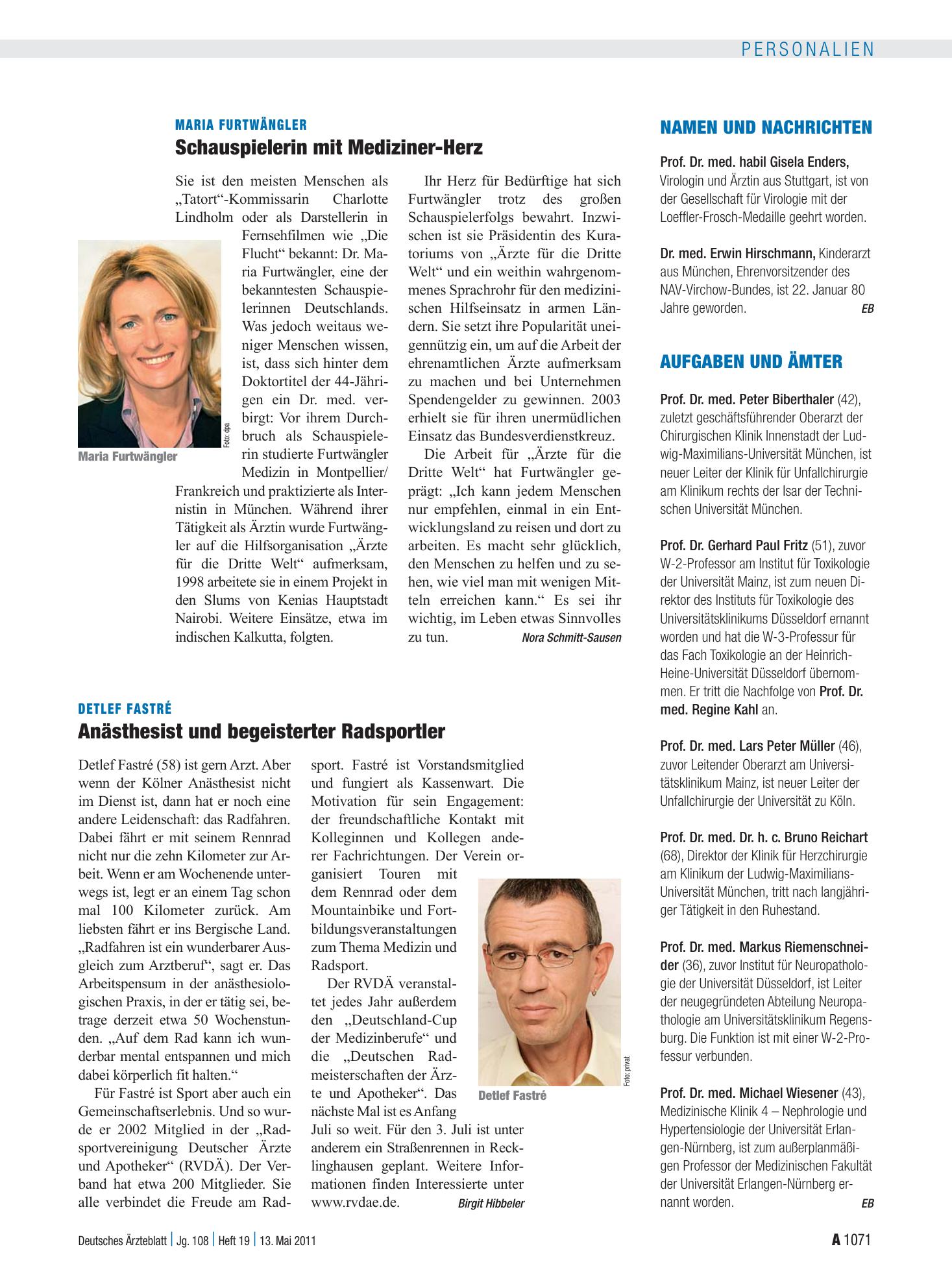 Vorschauseite 1: Aufgaben und Ämter – Deutsches Ärzteblatt